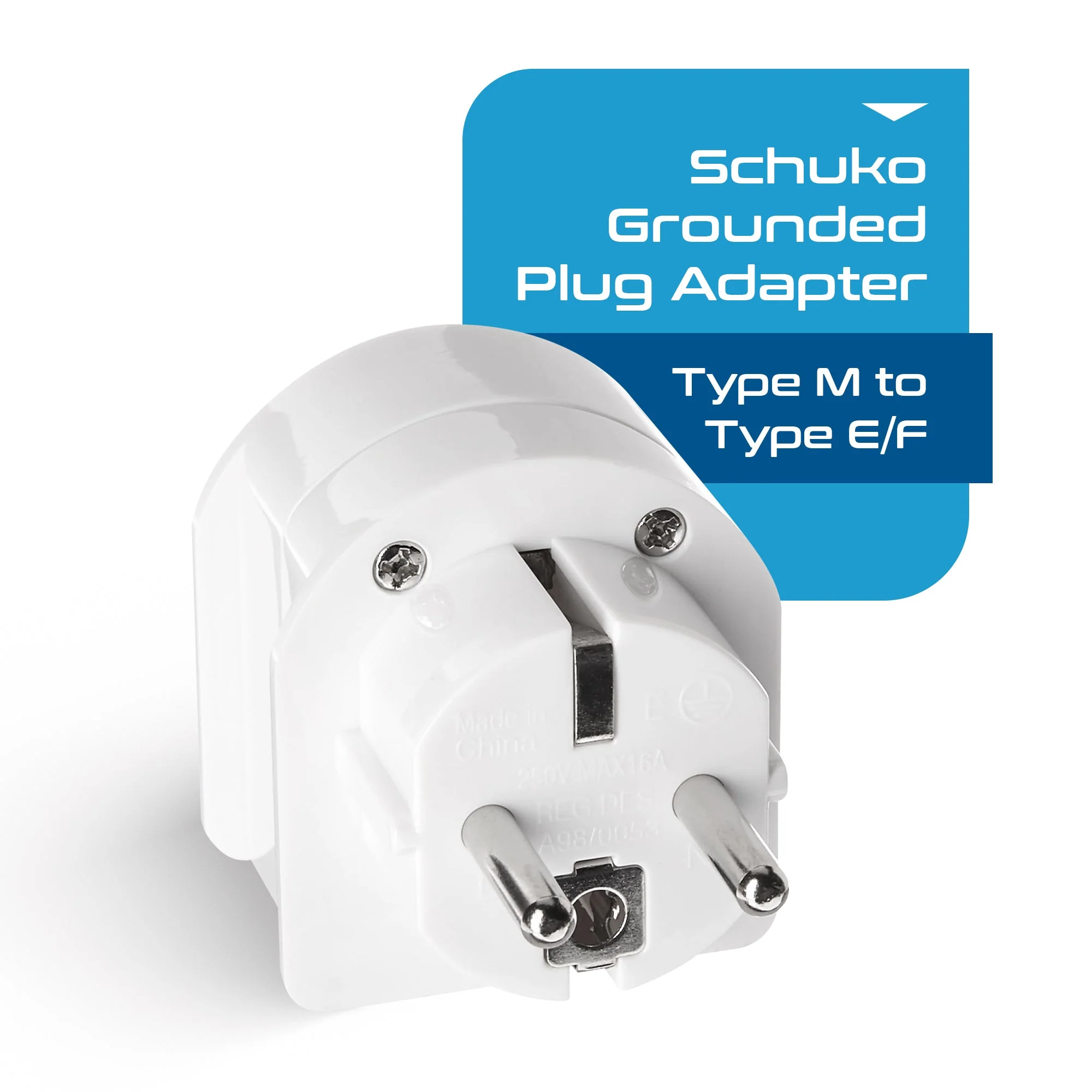 South Africa to Europe Schuko - Type E/F - Travel Plug Adapter - Grounded (SA-EU) - Image 2