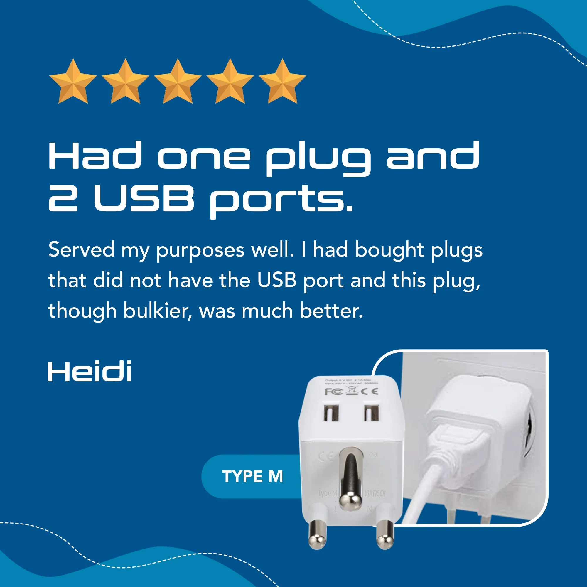 South Africa Travel Adapter - Type M - Dual USB (CTU-10L) - Image 10