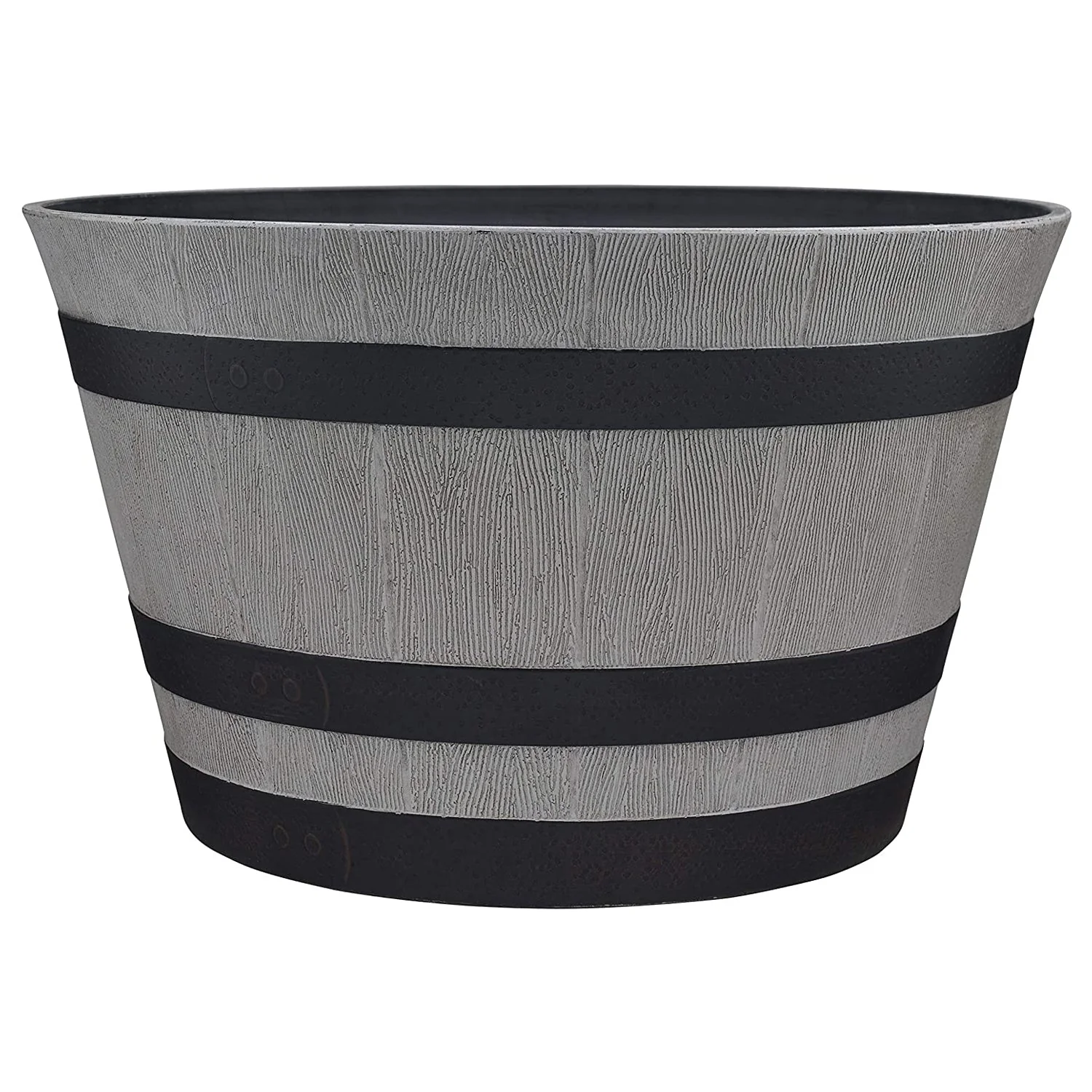 Southern Patio HDR-055457 Resin Whiskey Barrel Garden Planter Pot, Gray (2 Pack) - Image 2