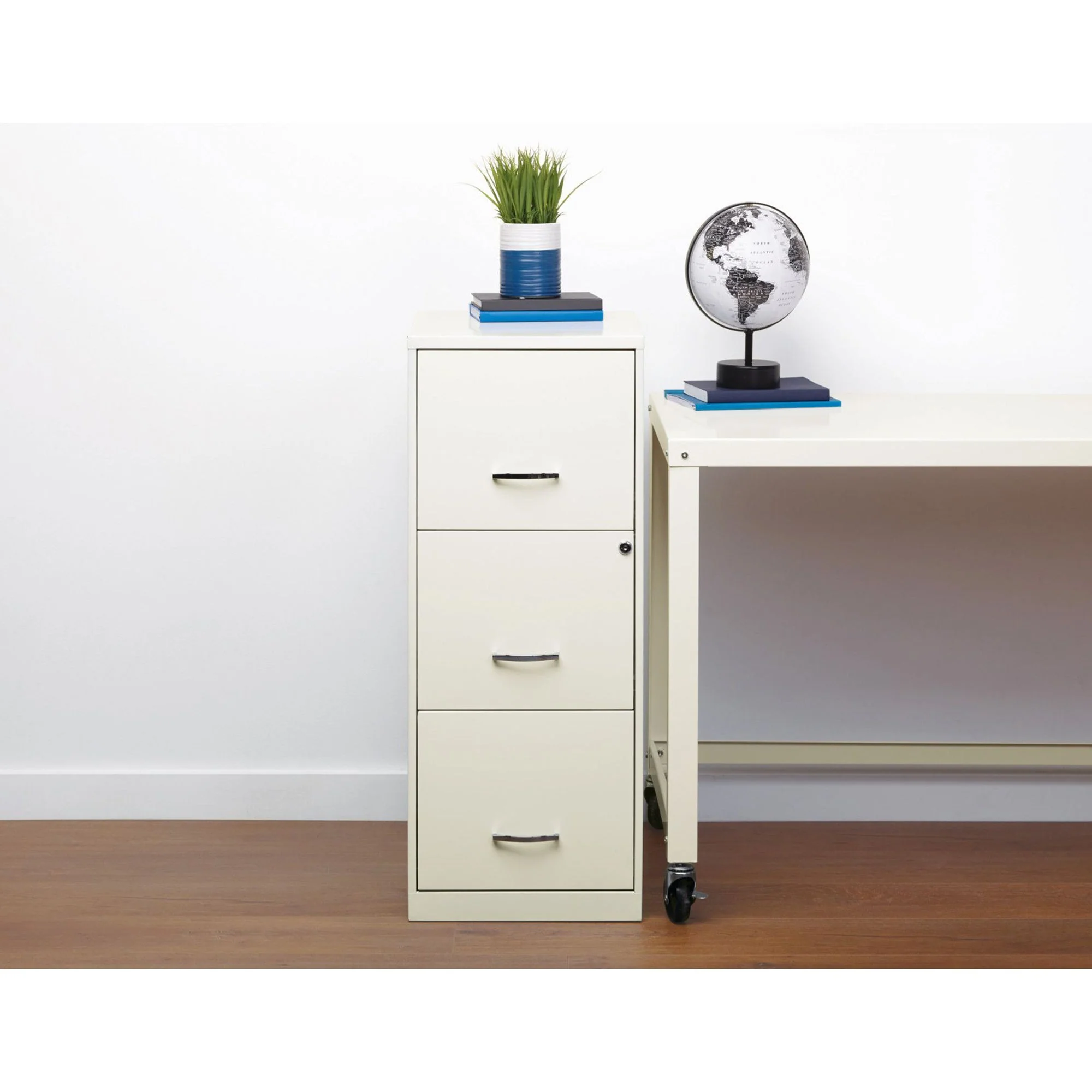 Space Solutions 18 Inch 3 Drawer Vertical Organizer Cabinet for Office, White - Image 4
