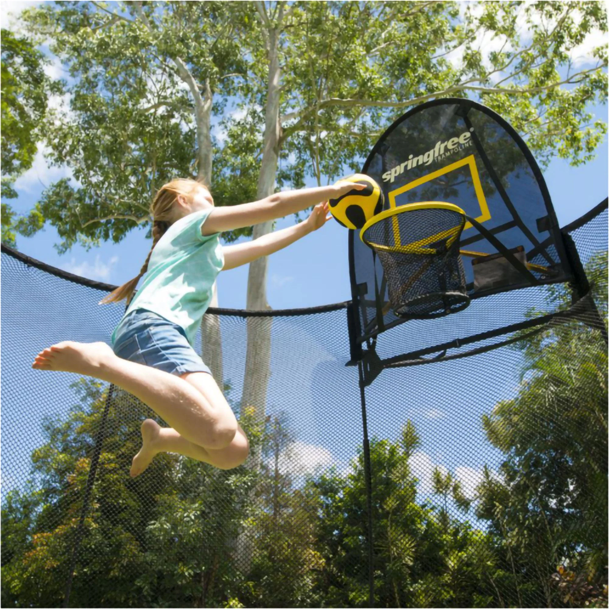 Springfree Trampoline Kids Oval 8 x 13 Ft Trampoline & FlexrHoop Basketball Game - Image 6