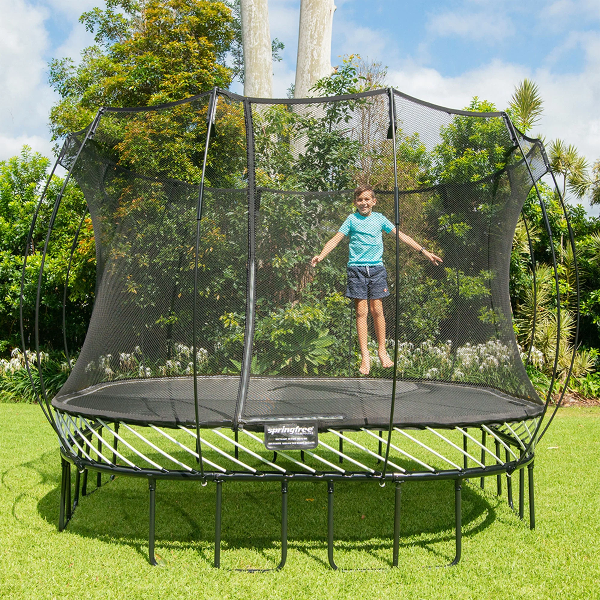 Springfree Trampoline Kids Square 13 Foot Trampoline & FlexrHoop Basketball Game - Image 4