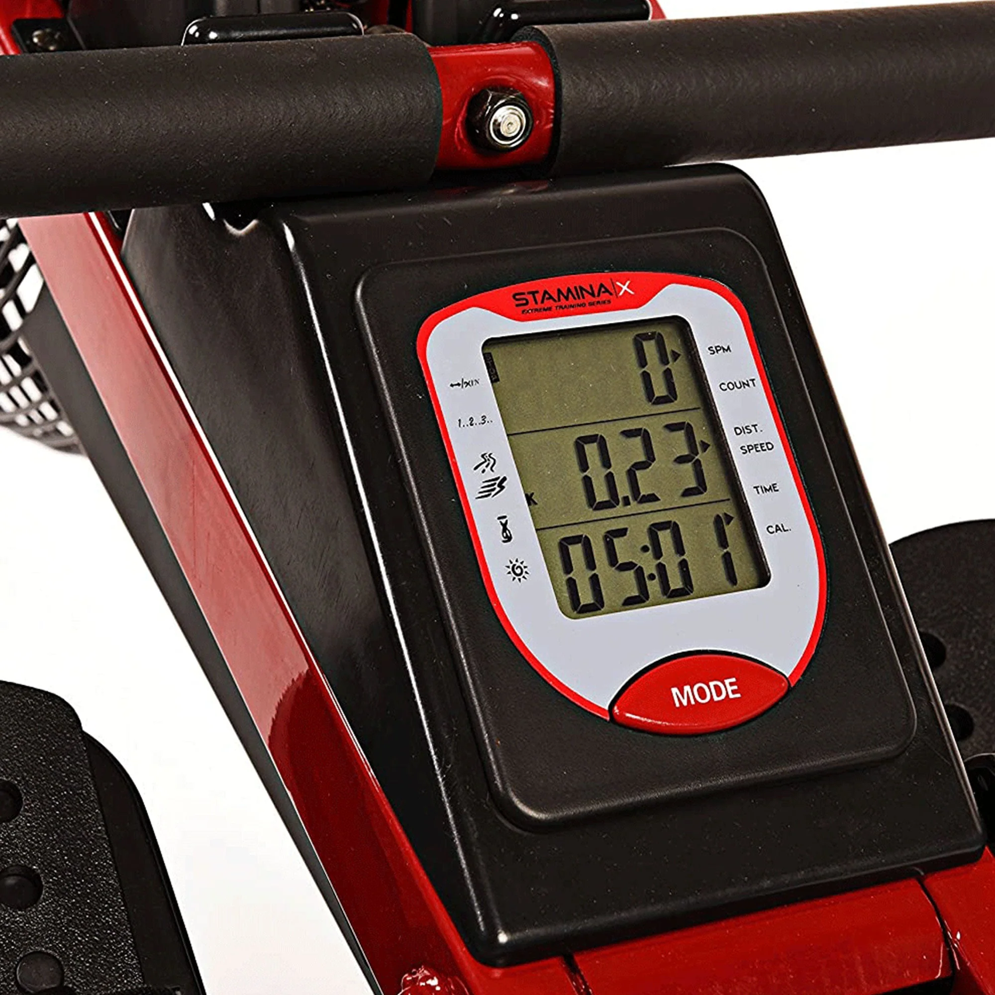 Stamina Cardio Exercise Foldable X Air Rower Rowing Machine w/ LCD Display, Red - Image 5