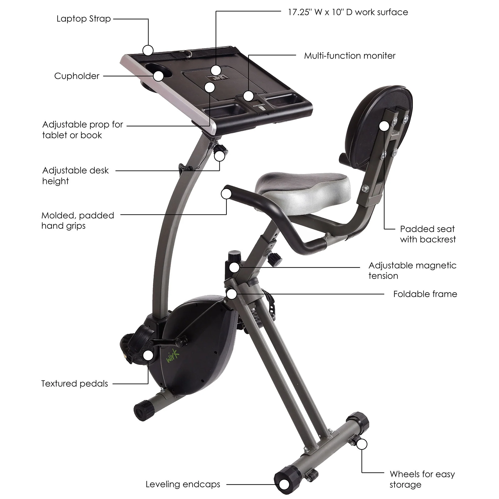 Stamina Products 85-2221 Wirk Ride Exercise Bike Workstation and Standing Desk - Image 7