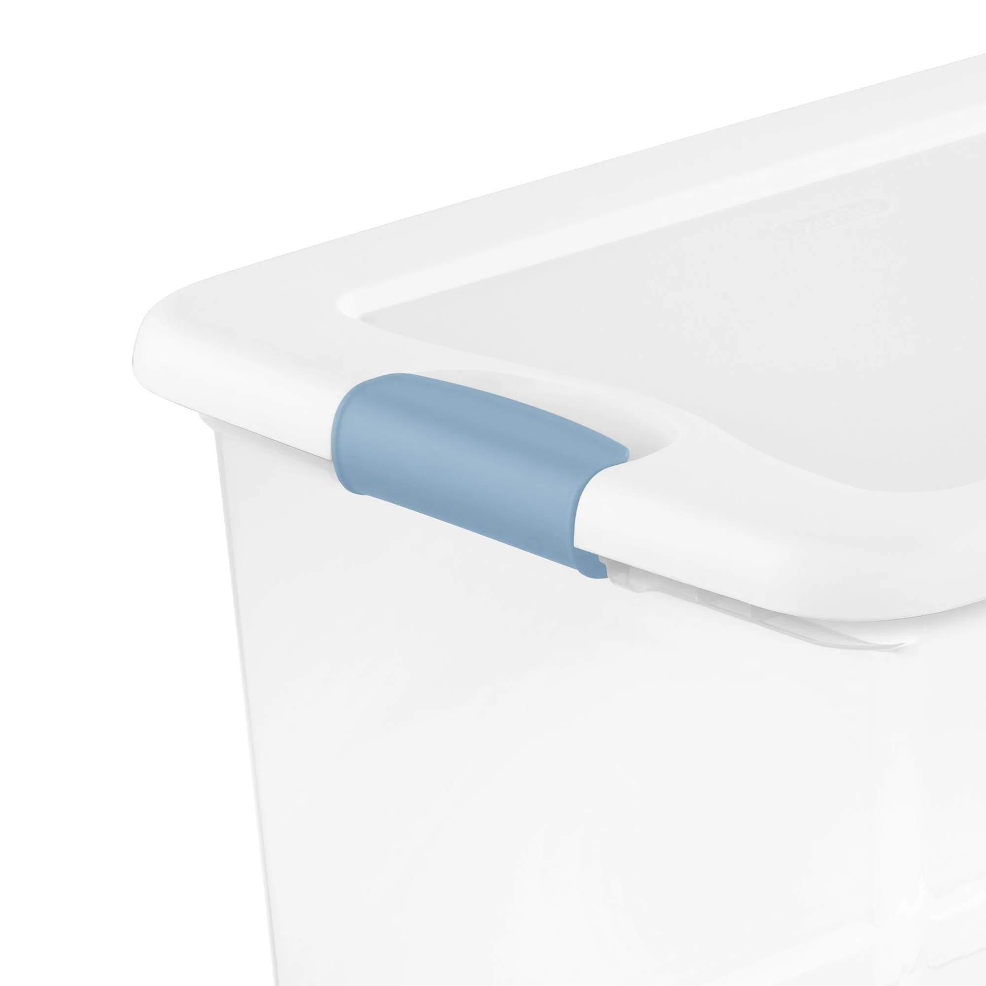 Sterilite 106 Qt Clear Plastic Stackable Storage Bin w/ White Latch Lid, 12 Pack - Image 10