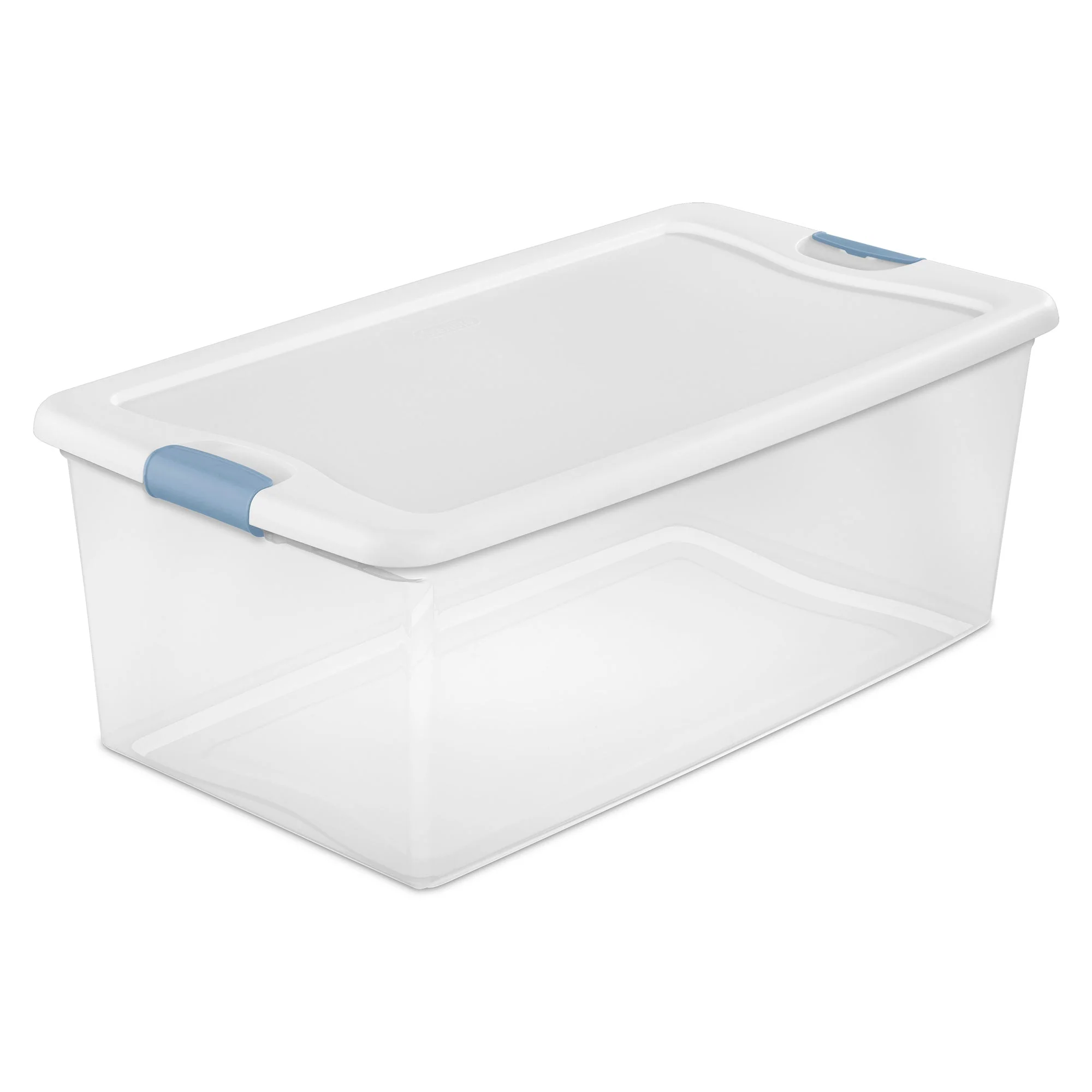 Sterilite 106 Qt Clear Plastic Stackable Storage Bin w/ White Latch Lid, 12 Pack - Image 9