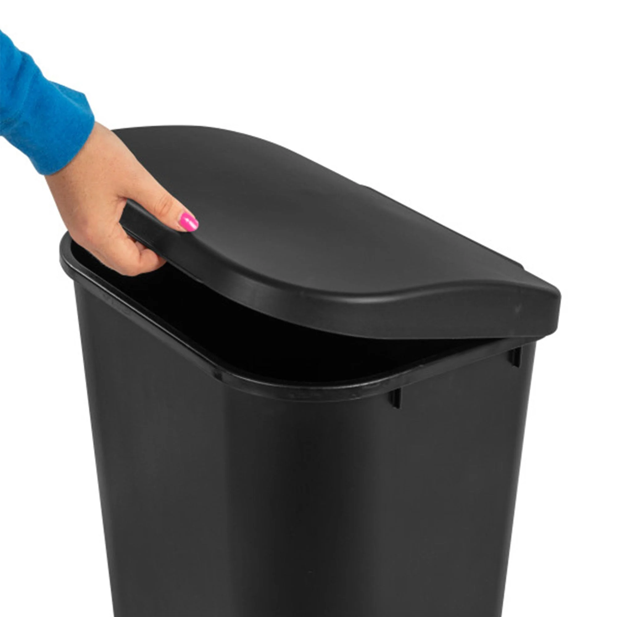 Sterilite 11.3 Gallon Lift Top Lid Wastebasket Kitchen Trash Can, Black (6 Pack) - Image 6