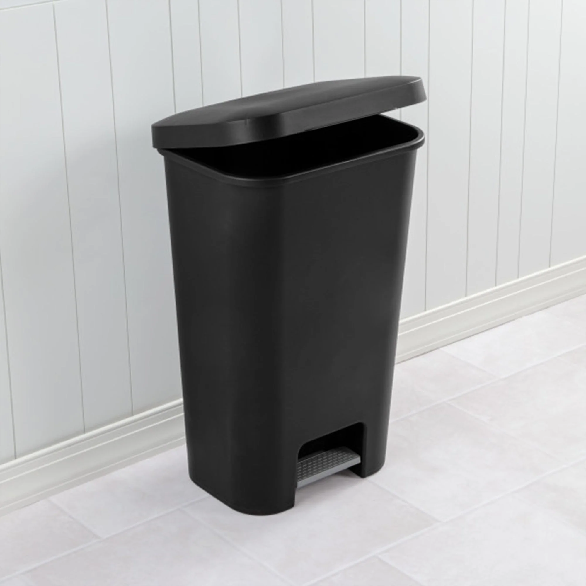 Sterilite 11.9 Gal Rectangle Step On Trash Kitchen Wastebasket, Black (8 Pack) - Image 5