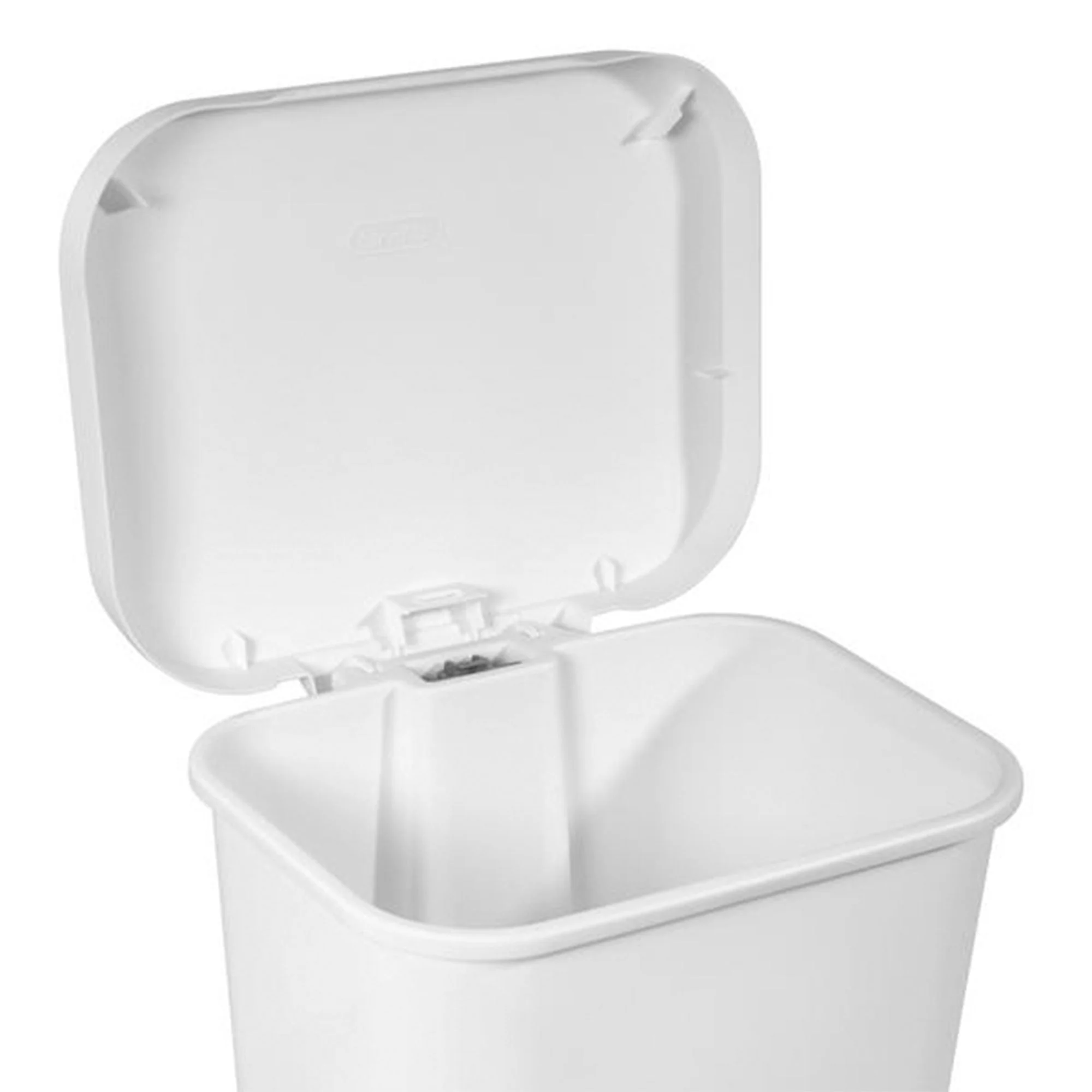 Sterilite 11.9 Gal Rectangle Step On Trash Kitchen Wastebasket, White (4 Pack) - Image 7