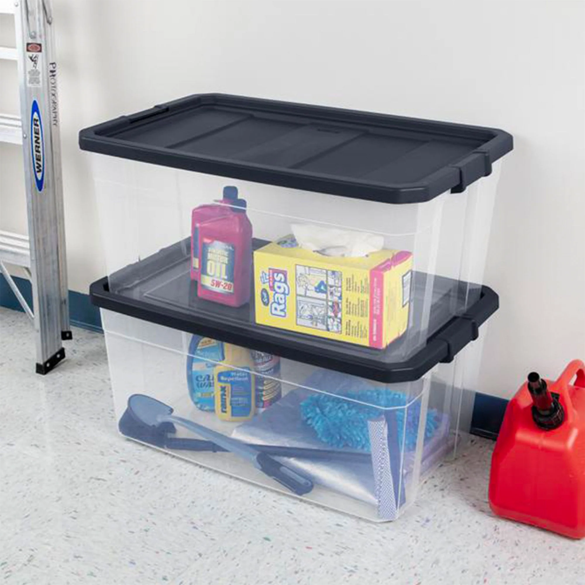 Sterilite 116 Qt Heavy Duty Box Stackable Storage Bin w/ Latching Lid (12 Pack) - Image 5