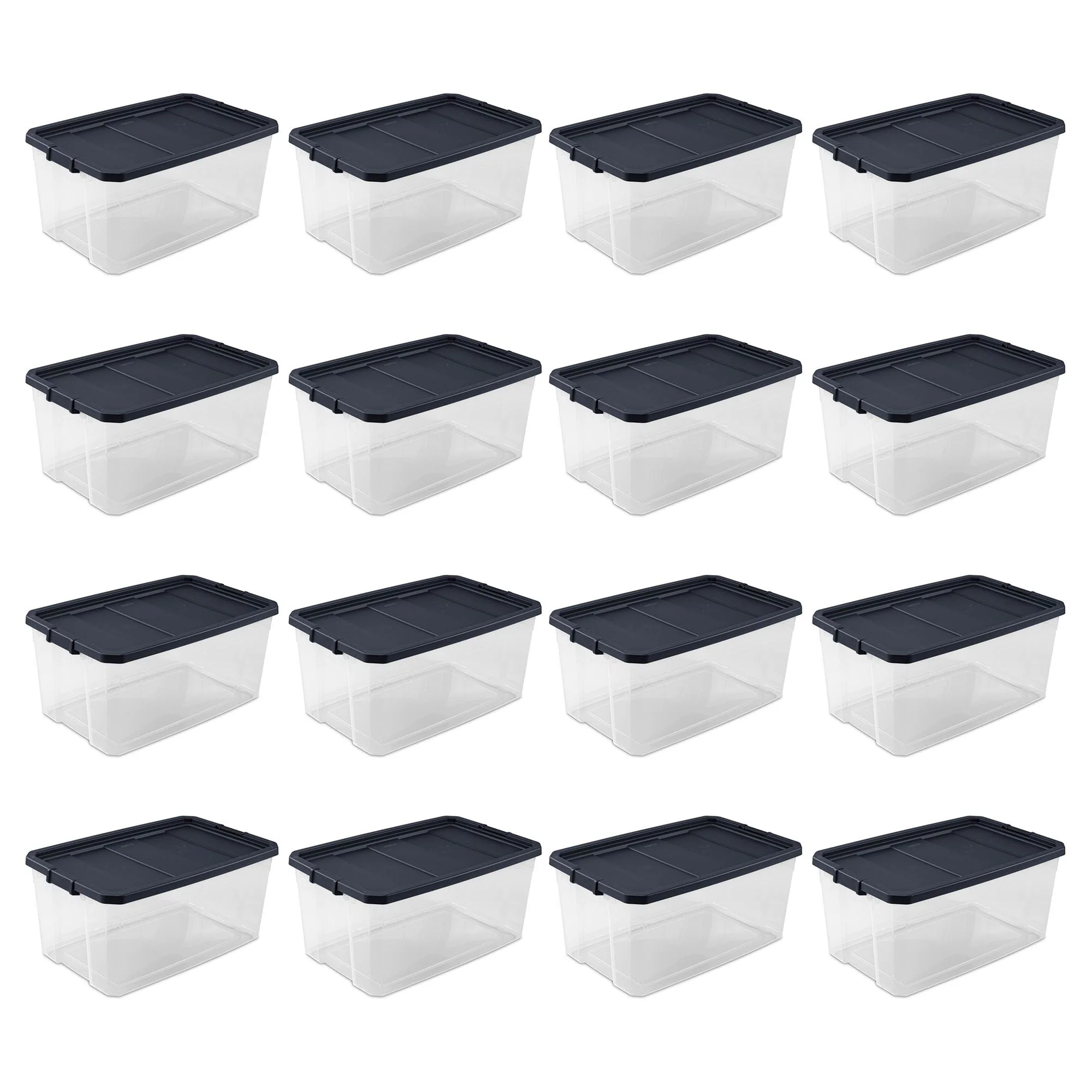 Sterilite 116 Qt Heavy Duty Box Stackable Storage Bin w/ Latching Lid (16 Pack)