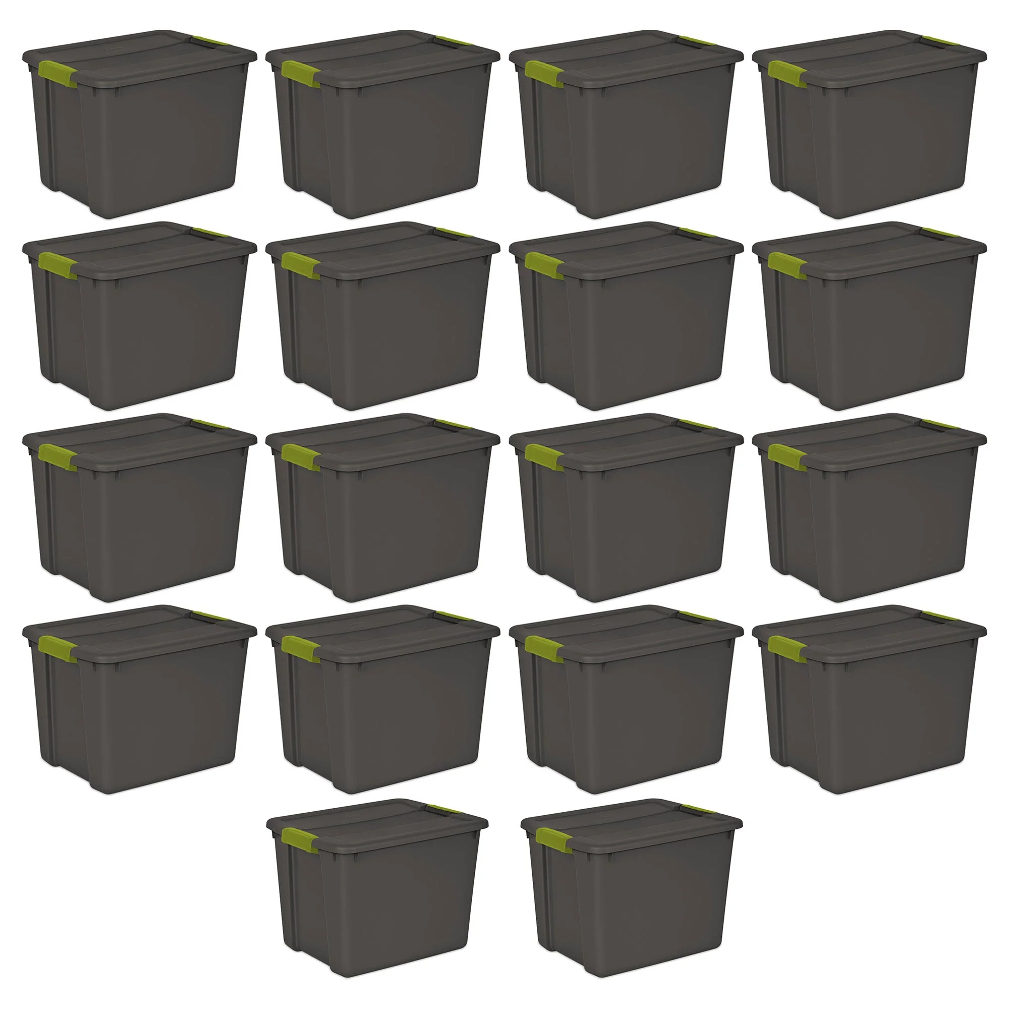 Sterilite 12 Gallon Versatile Rectangular Latch Tote w/ Handles, Gray (18 Pack)