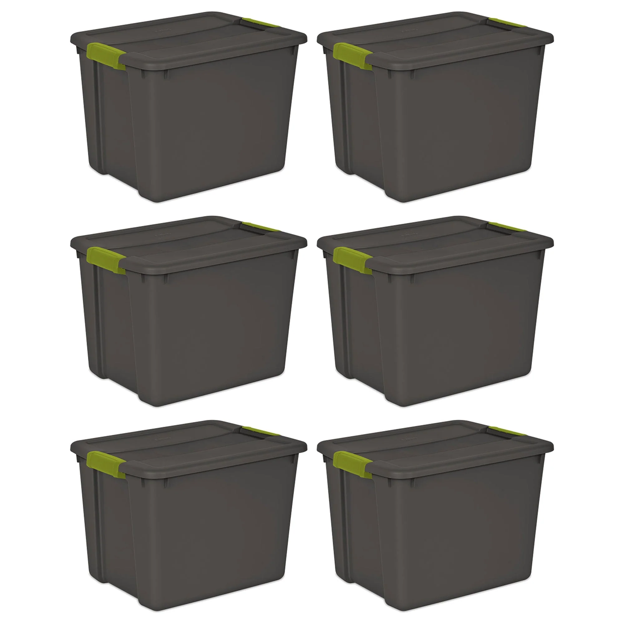 Sterilite 12 Gallon Versatile Rectangular Latch Tote with Handles, Gray (6 Pack)
