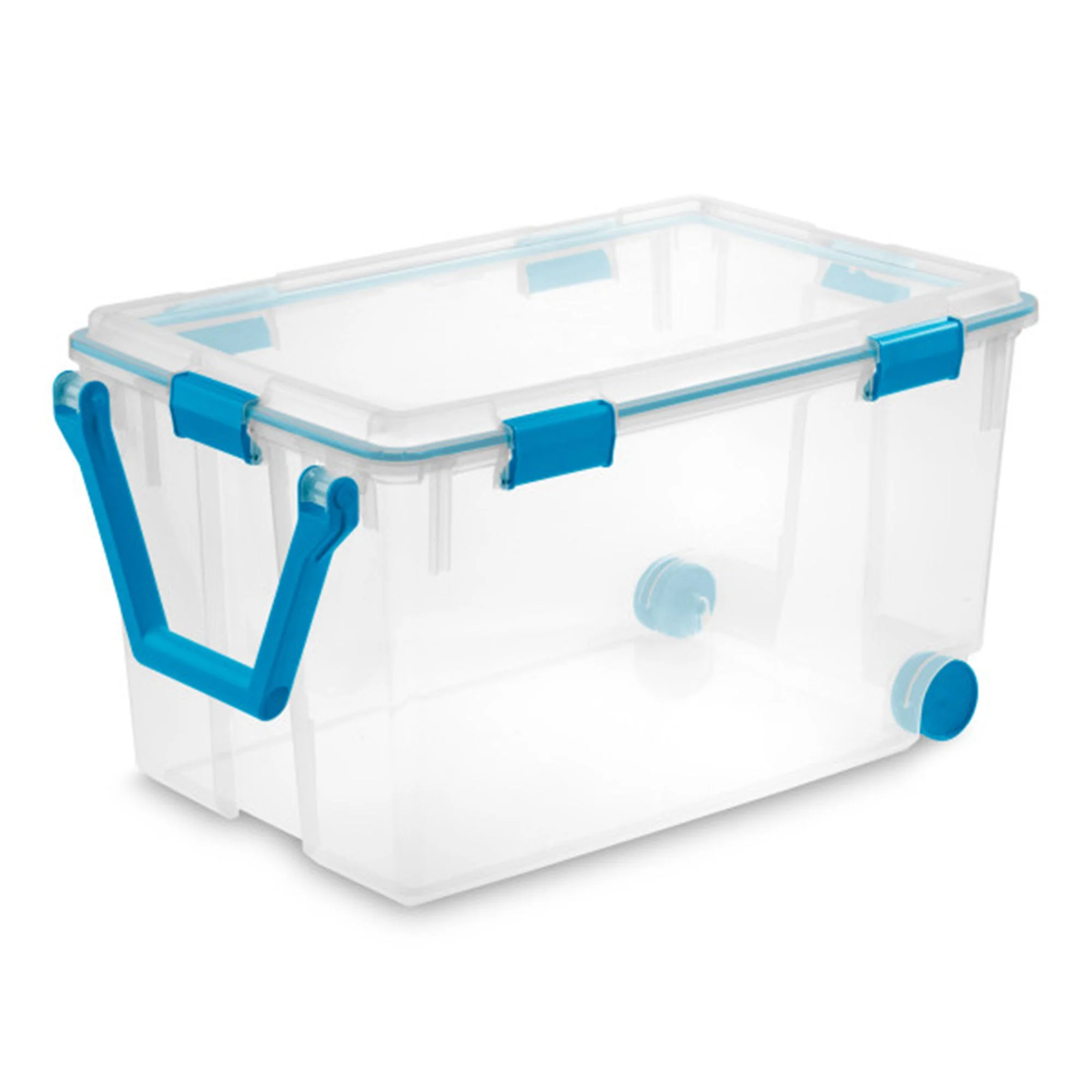 Sterilite 120Qt Clear Plastic Wheeled Storage Bin w/ Gasket Latch Lid, (6 Pack) - Image 2