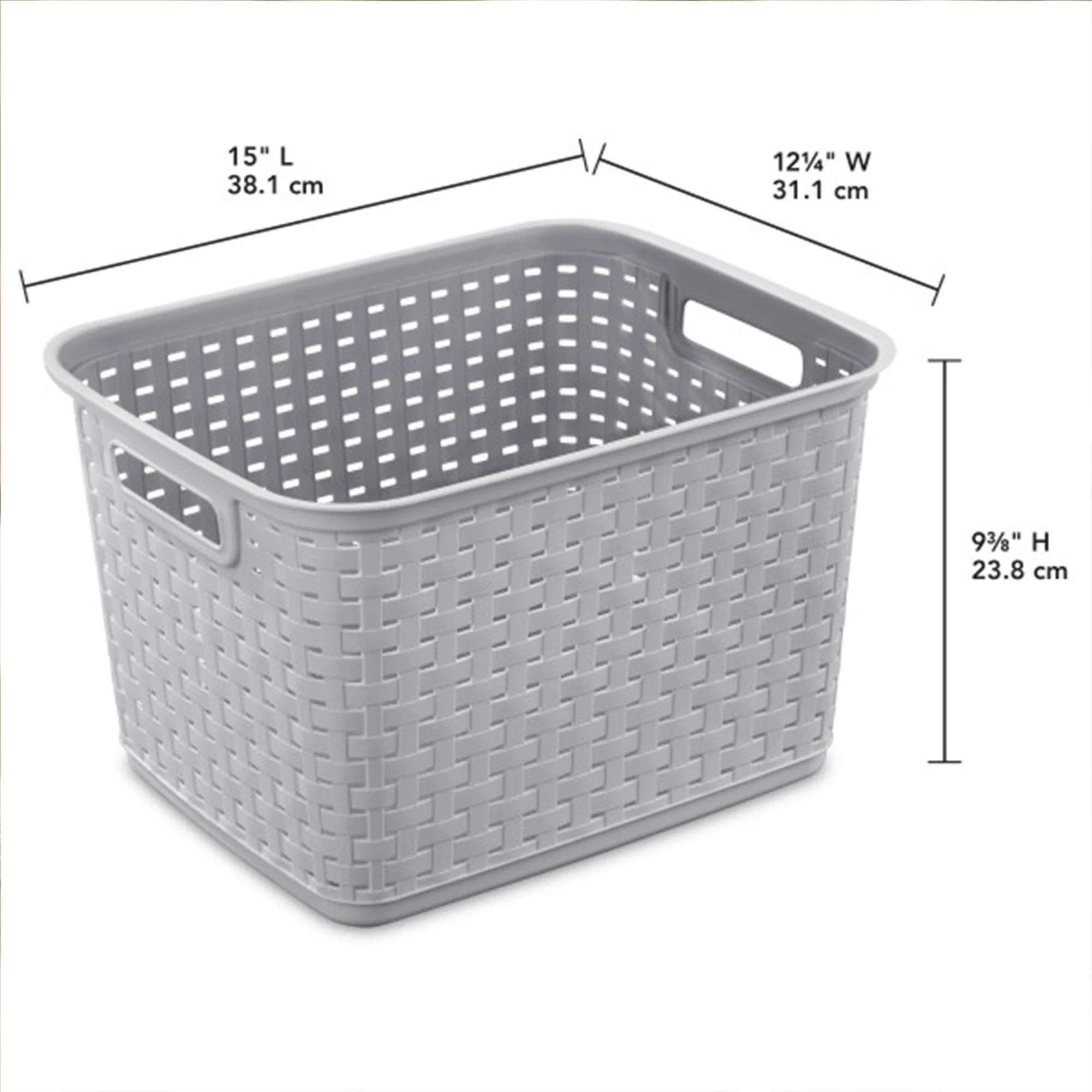 Sterilite 12736 Tall Weave Plastic Laundry Hamper Storage Basket, Gray (12 Pack) - Image 2