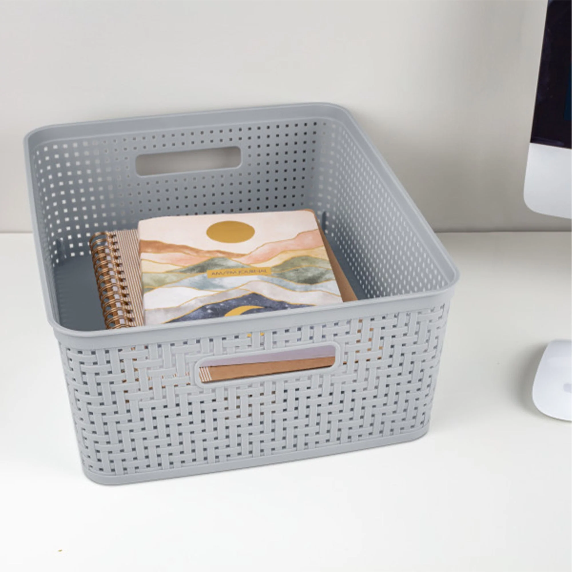 Sterilite 14'' x 11.5'' x 5'' Woven Rectangular Short Basket Organizer (18 Pack) - Image 4
