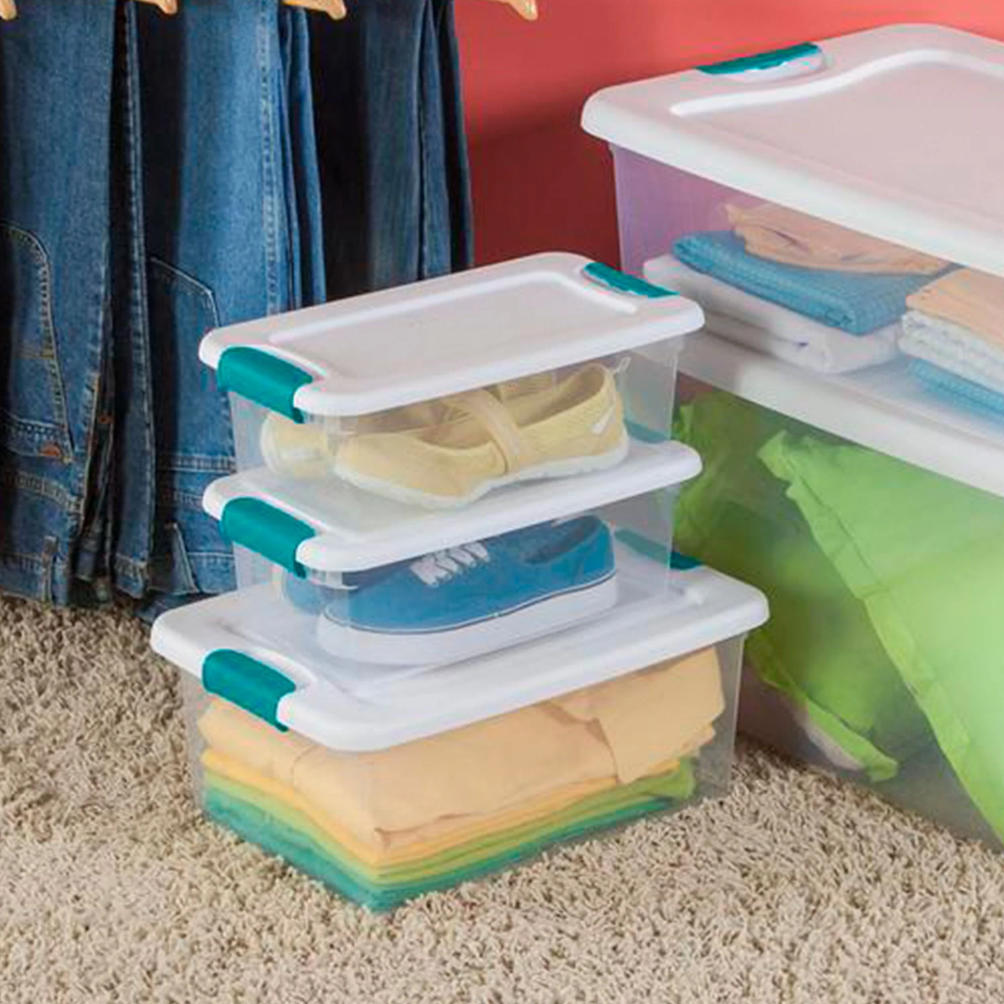 Sterilite 15 Qt Stackable Storage Boxes & 6 Qt Organizing Bins, 12 Pack Each - Image 11