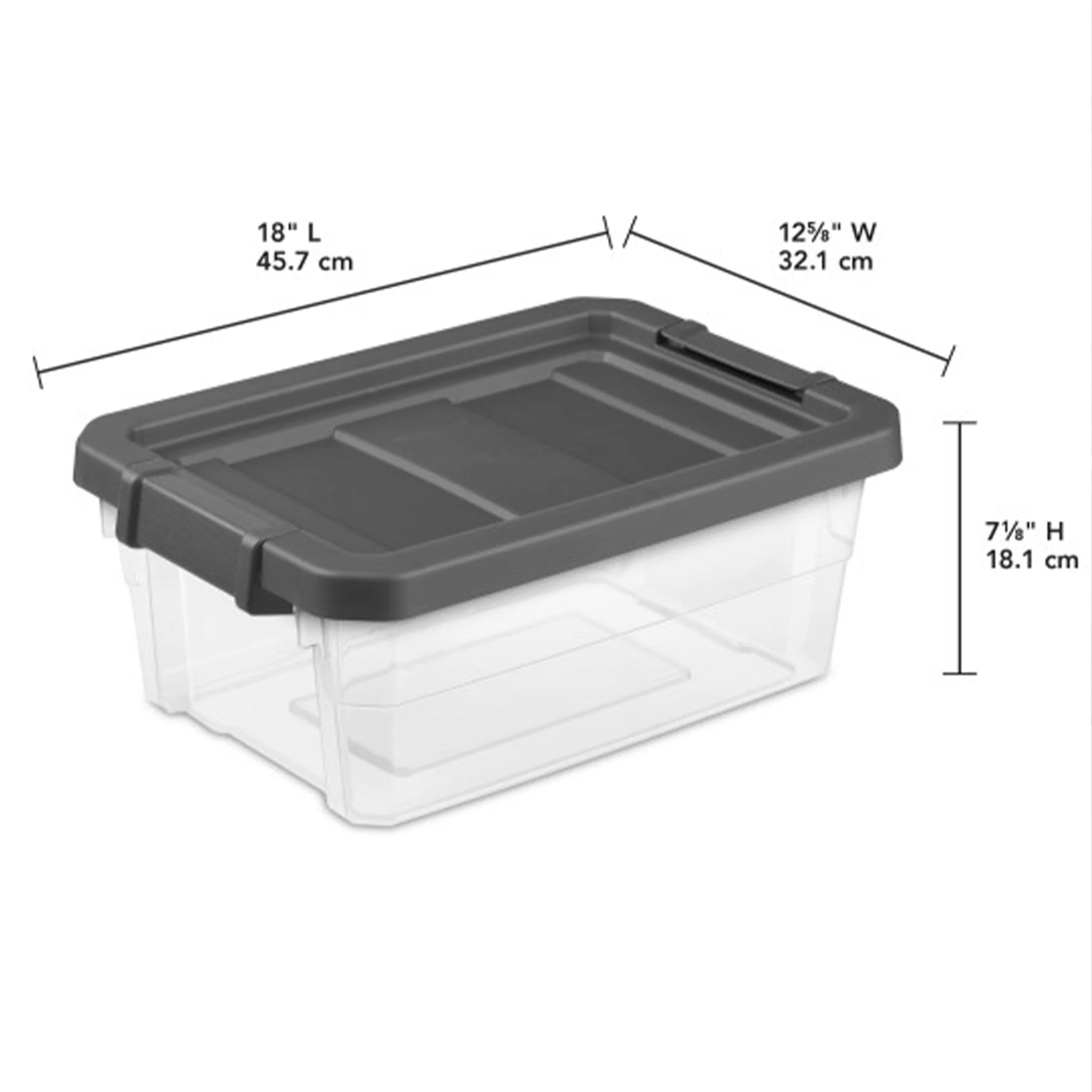 Sterilite 16 Qt Clear Plastic Stacking Storage Containers w/ Gray Lid (24 Pack) - Image 3