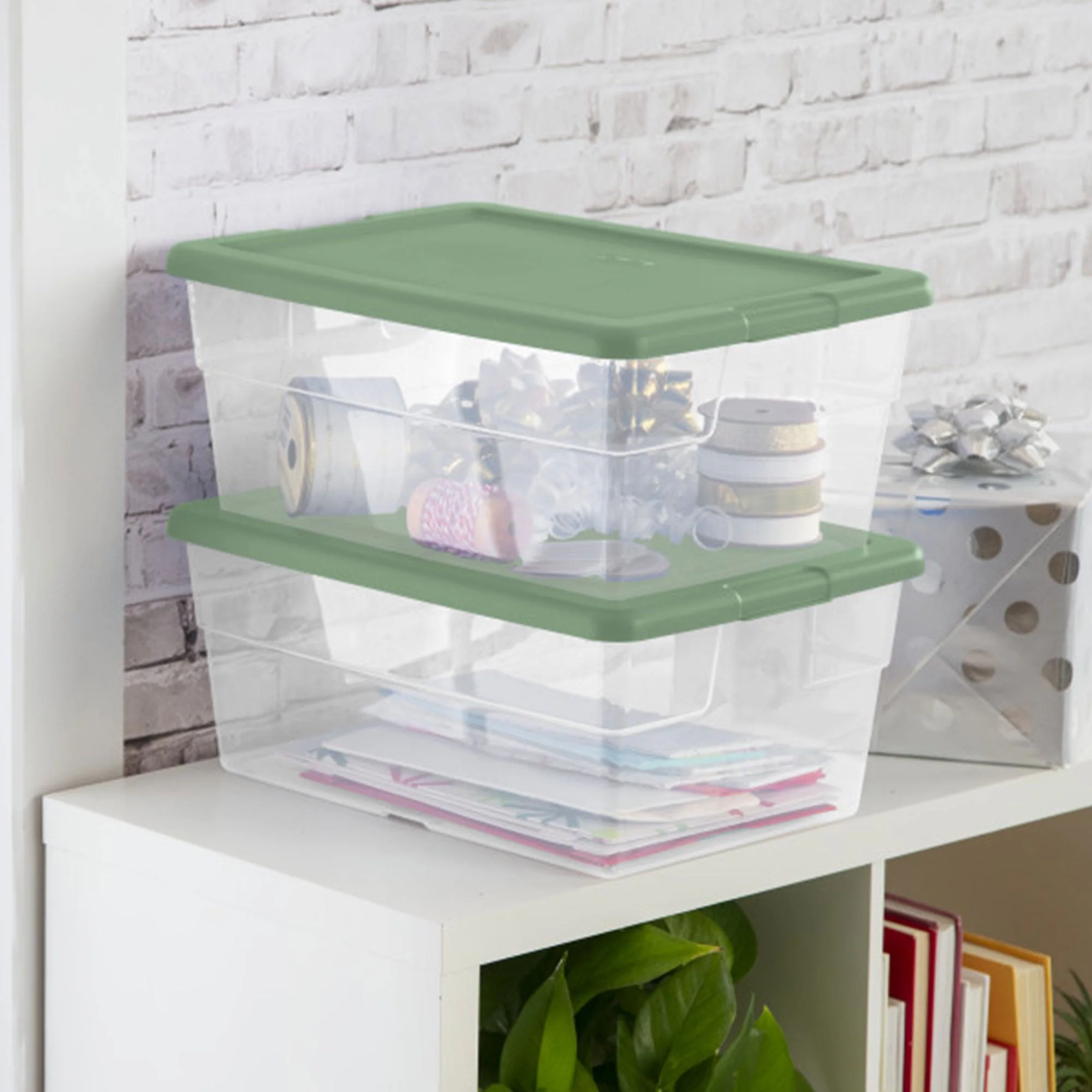 Sterilite 16 Qt Clear Plastic Storage Tote Home Organizer Bins w/Lid (24 Pack) - Image 5
