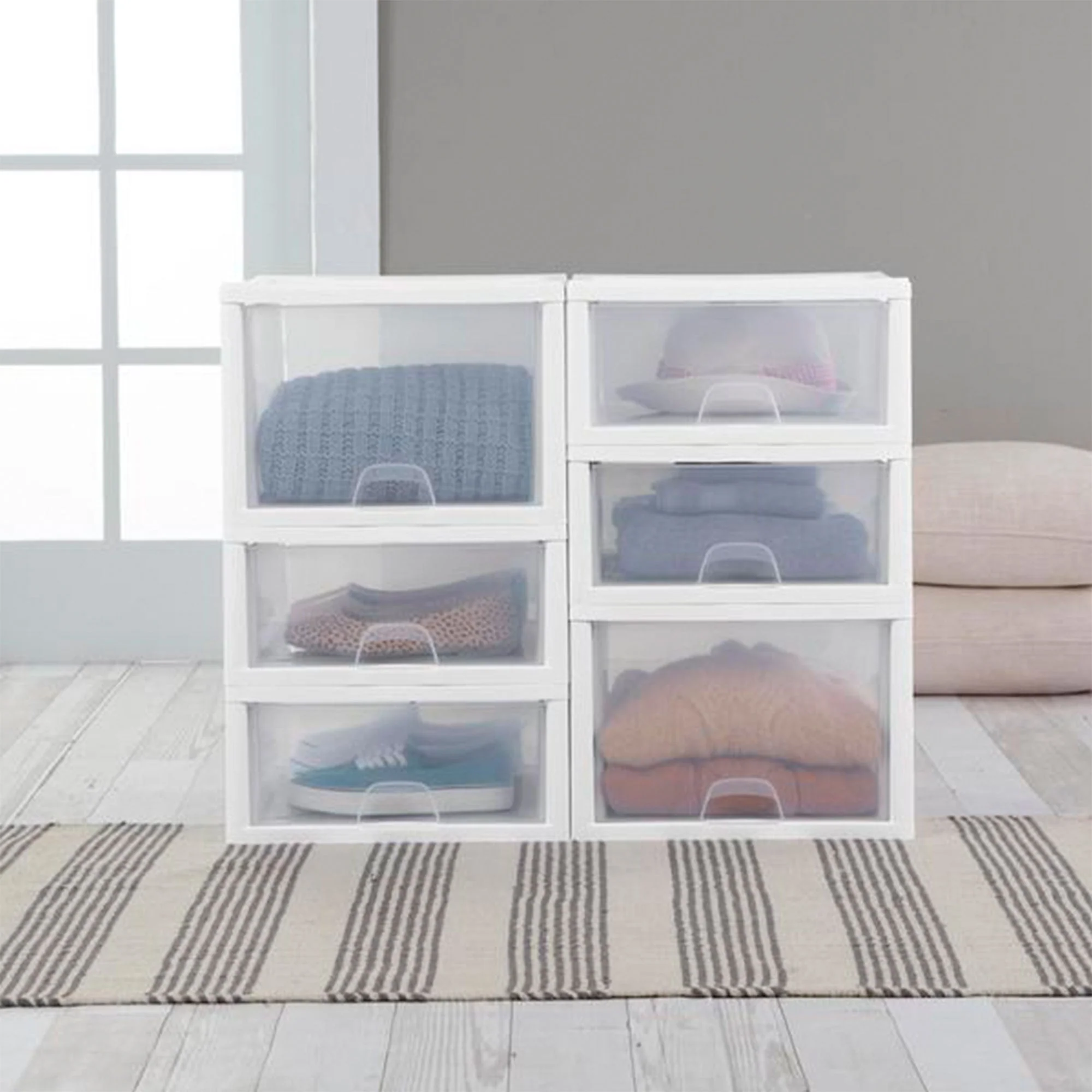 Sterilite 16 Quart Clear Plastic Stacking Storage Drawer Container Box, 6 Pack - Image 7
