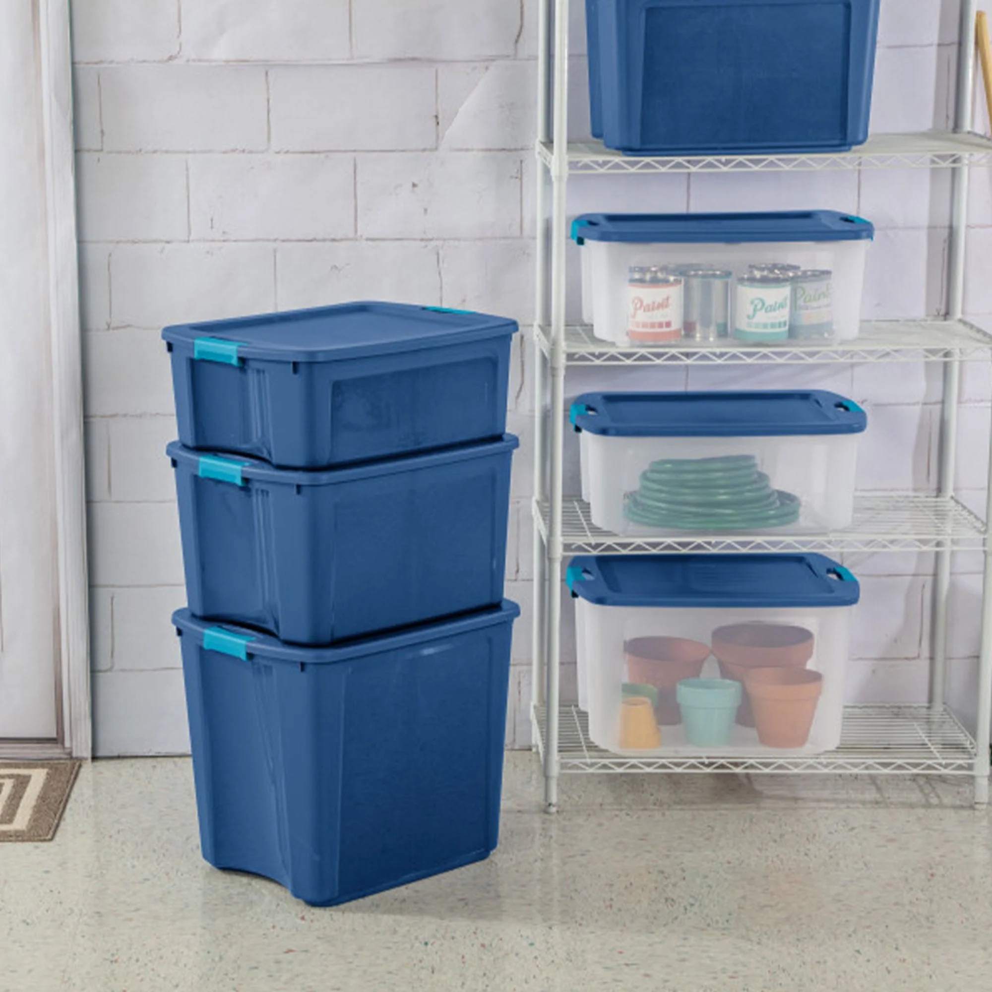 Sterilite 18 Gal Latch and Carry, Stackable Storage Bin w/ Latching Lid, 18 Pack - Image 4