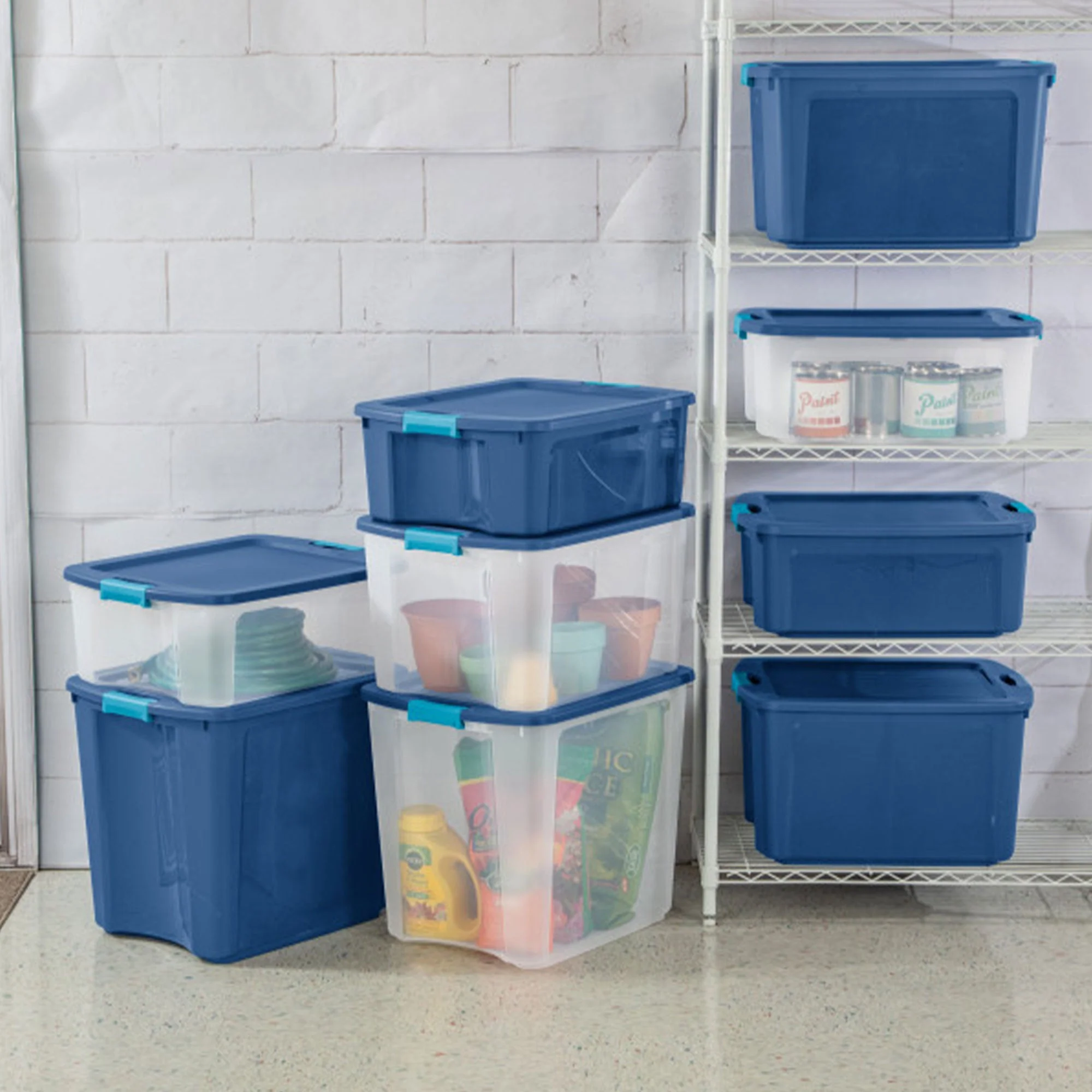 Sterilite 18 Gal Latch and Carry, Stackable Storage Bin w/ Latching Lid, 18 Pack - Image 5