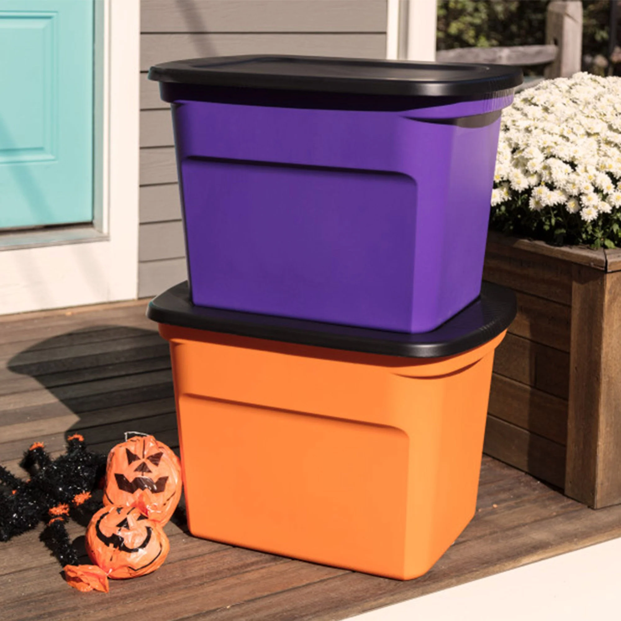 Sterilite 18 Gallon Orange Plastic Storage Container Bin Tote with Lid (24 Pack) - Image 3