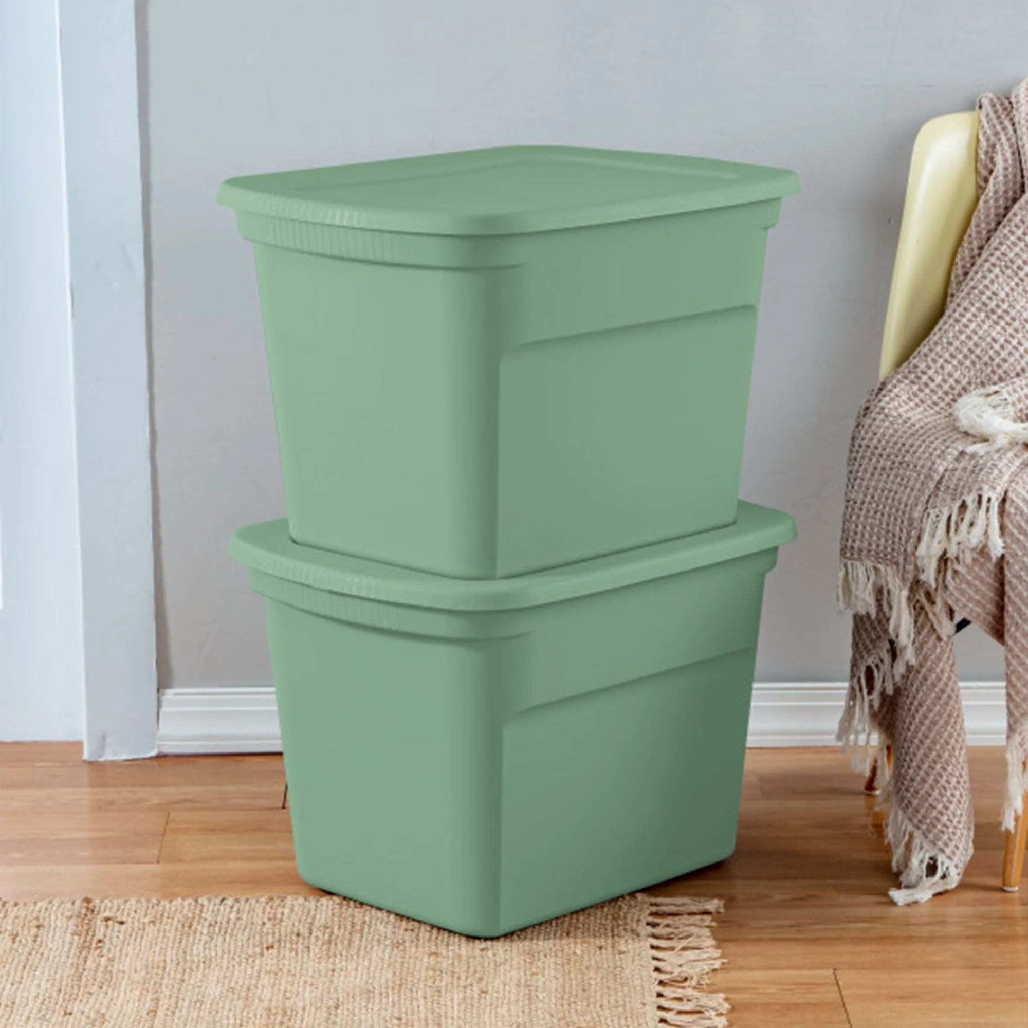 Sterilite 18 Gallon Stackable Storage Tote with Handles, Crisp Green (32 Pack) - Image 4