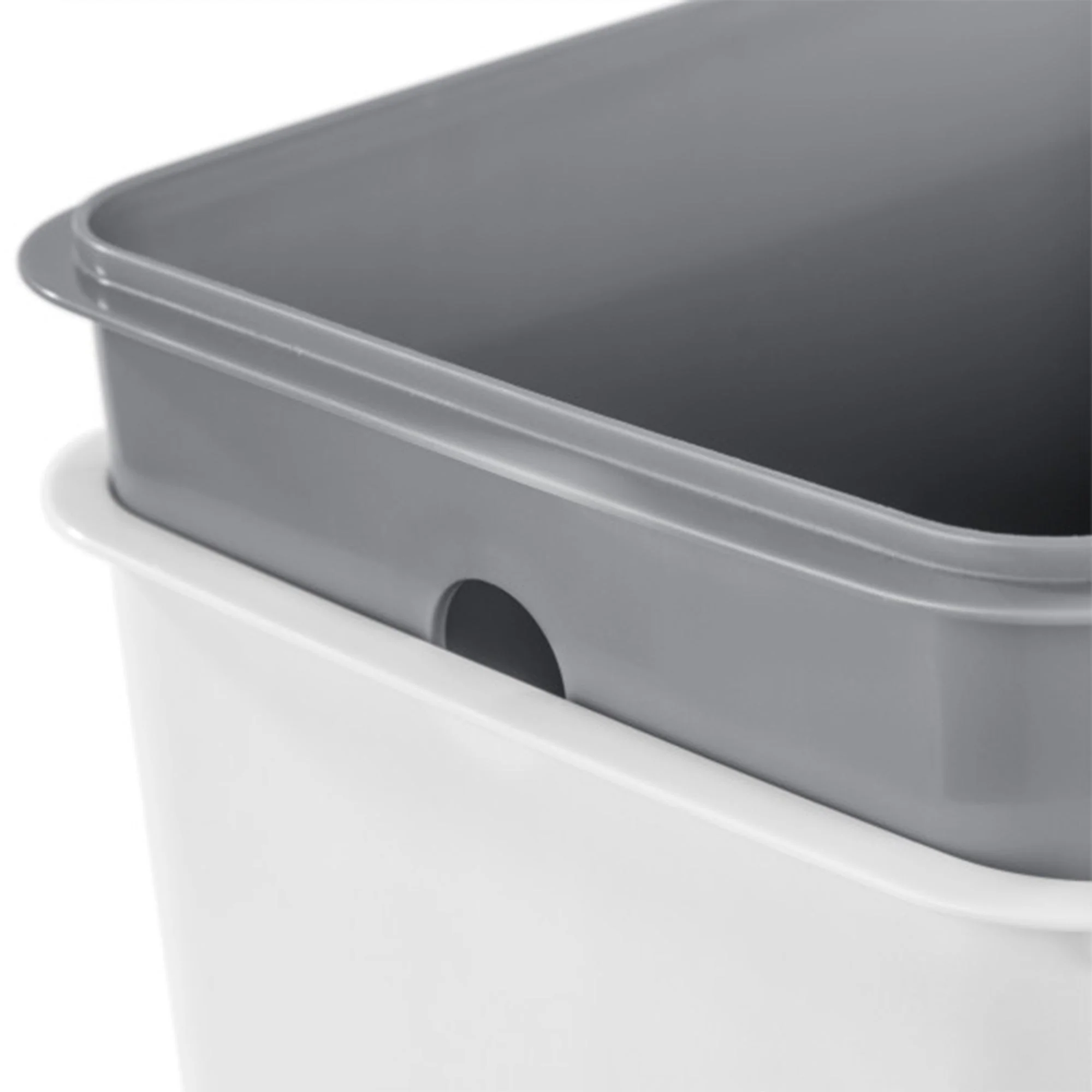 Sterilite 2.7 Gallon Rectangular Step On Trash Bin Wastebasket, White (2 Pack) - Image 8