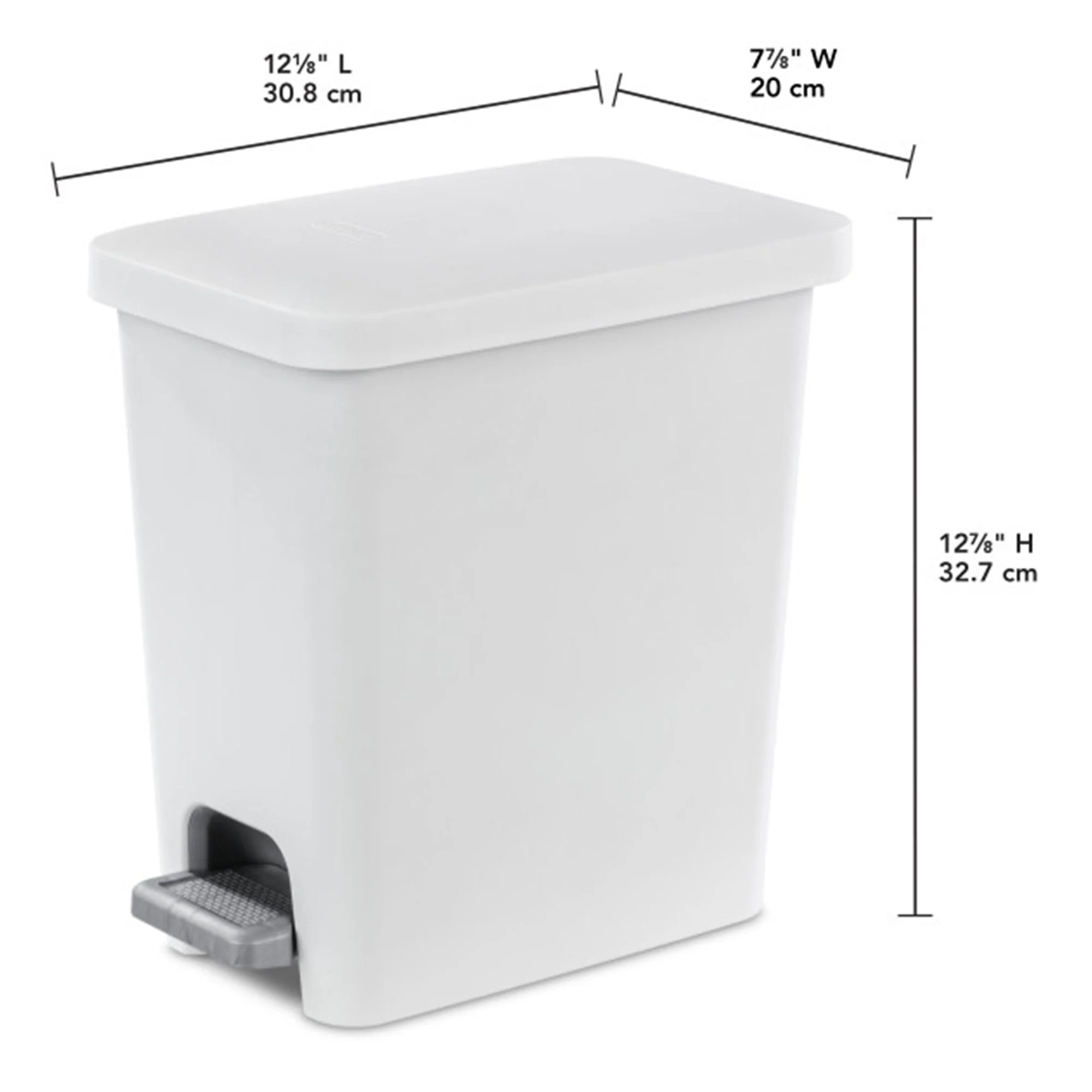 Sterilite 2.7 Gallon Rectangular Step On Trash Bin Wastebasket, White (4 Pack) - Image 2