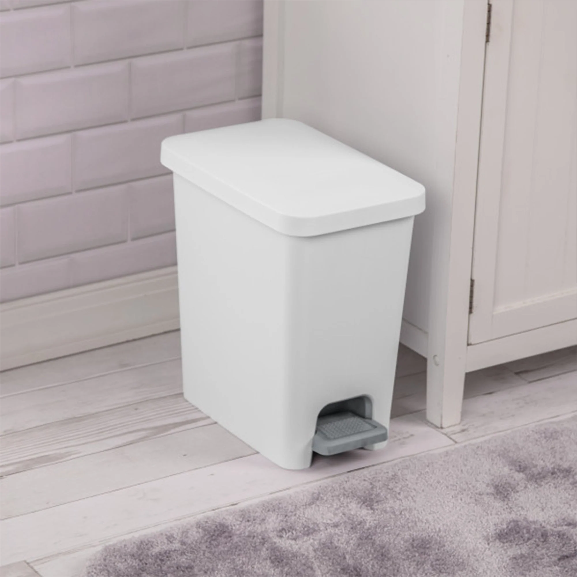 Sterilite 2.7 Gallon Rectangular Step On Trash Bin Wastebasket, White (4 Pack) - Image 6
