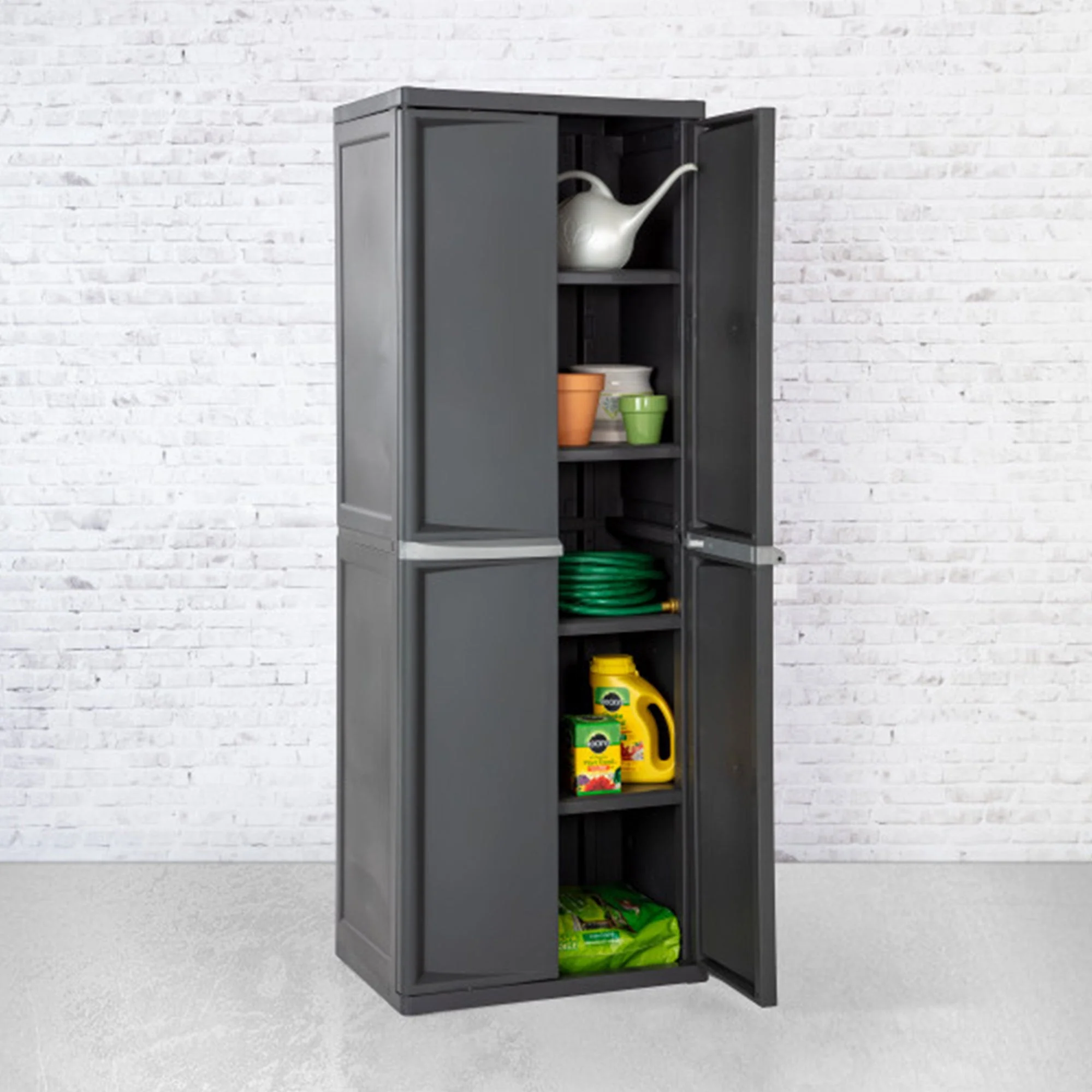 Sterilite 2 Pack Adjustable 4-Shelf Garage Storage Cabinet Bin Organizer, Gray - Image 5