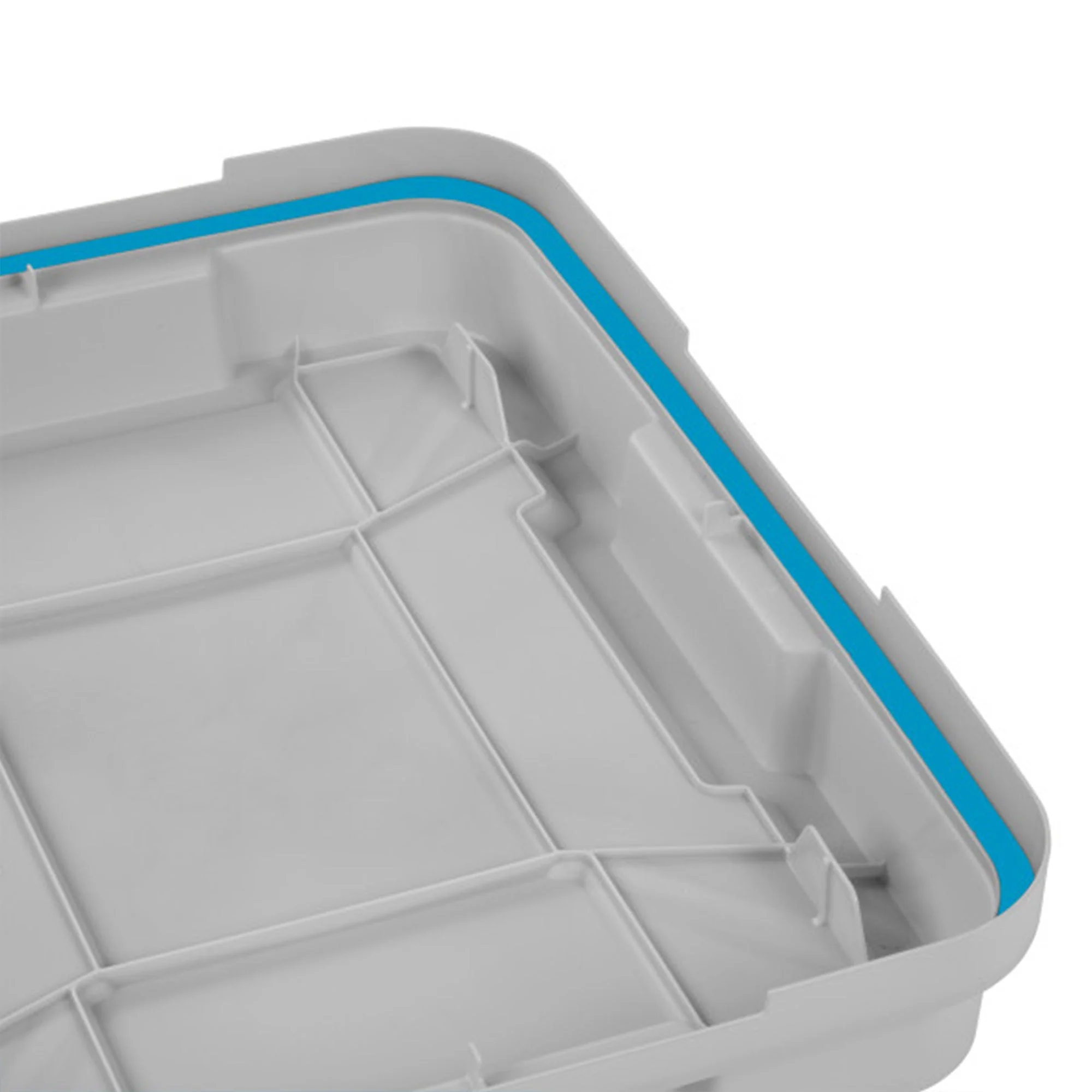 Sterilite 20 Gallon Plastic Home Storage Container Tote Box, Gray/Blue (12 Pack) - Image 9