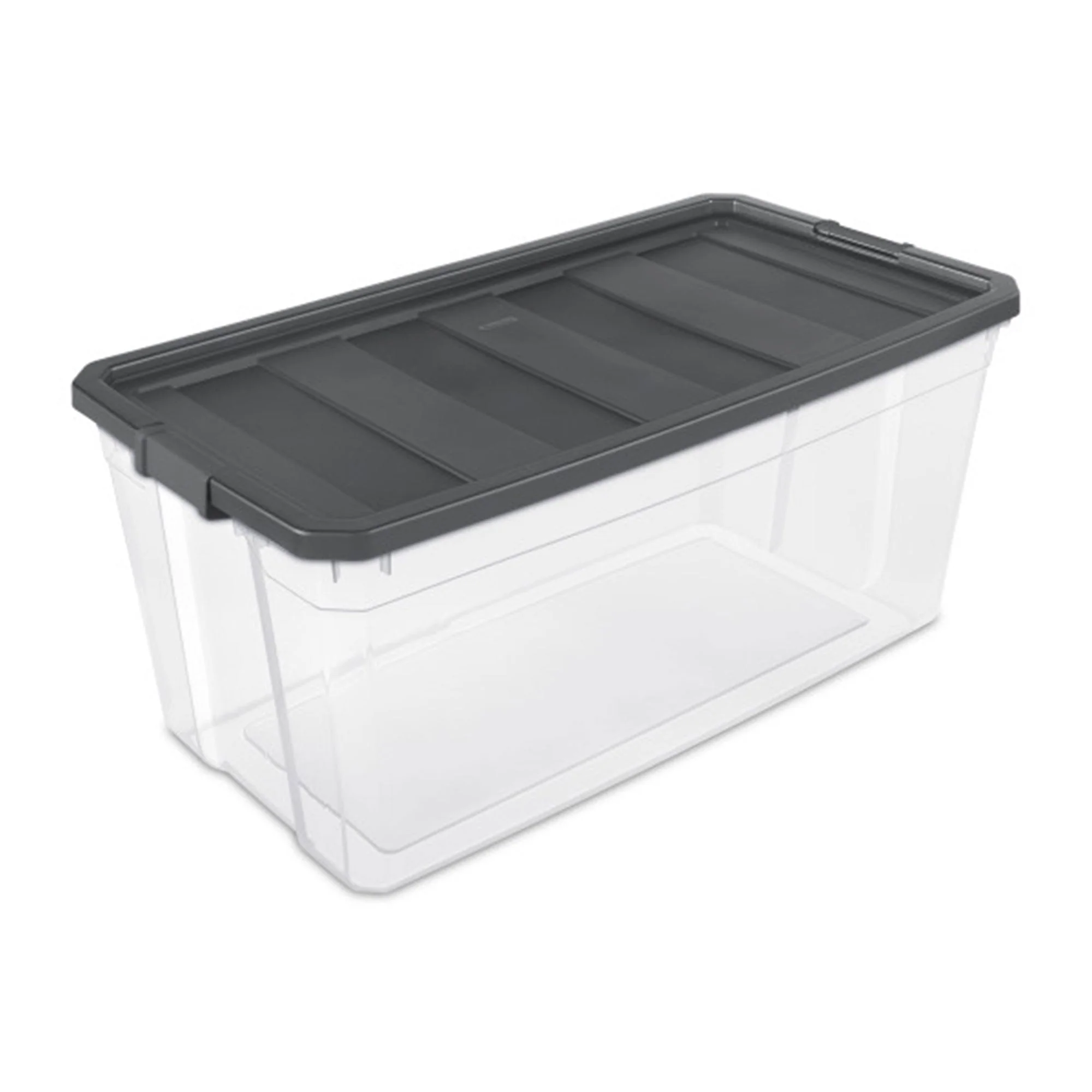 Sterilite 200 Quart Clear Stackable Latching Storage Box Container, Grey, 9 Pack - Image 2