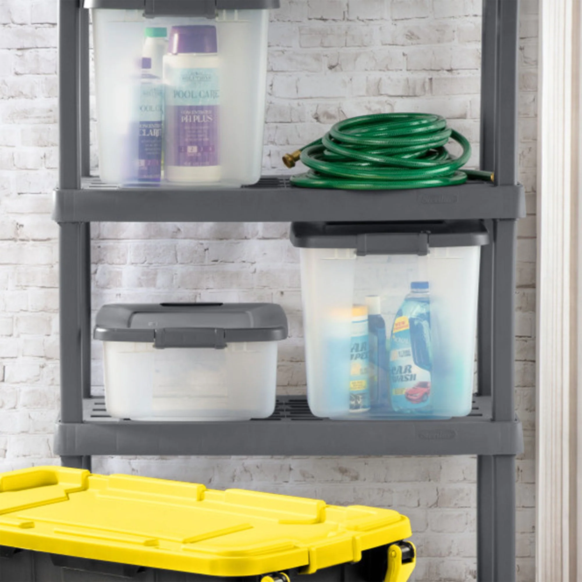 Sterilite 25 Quart ShelfTote, Stackable Storage Bin with Latching Lid, 6 Pack - Image 8