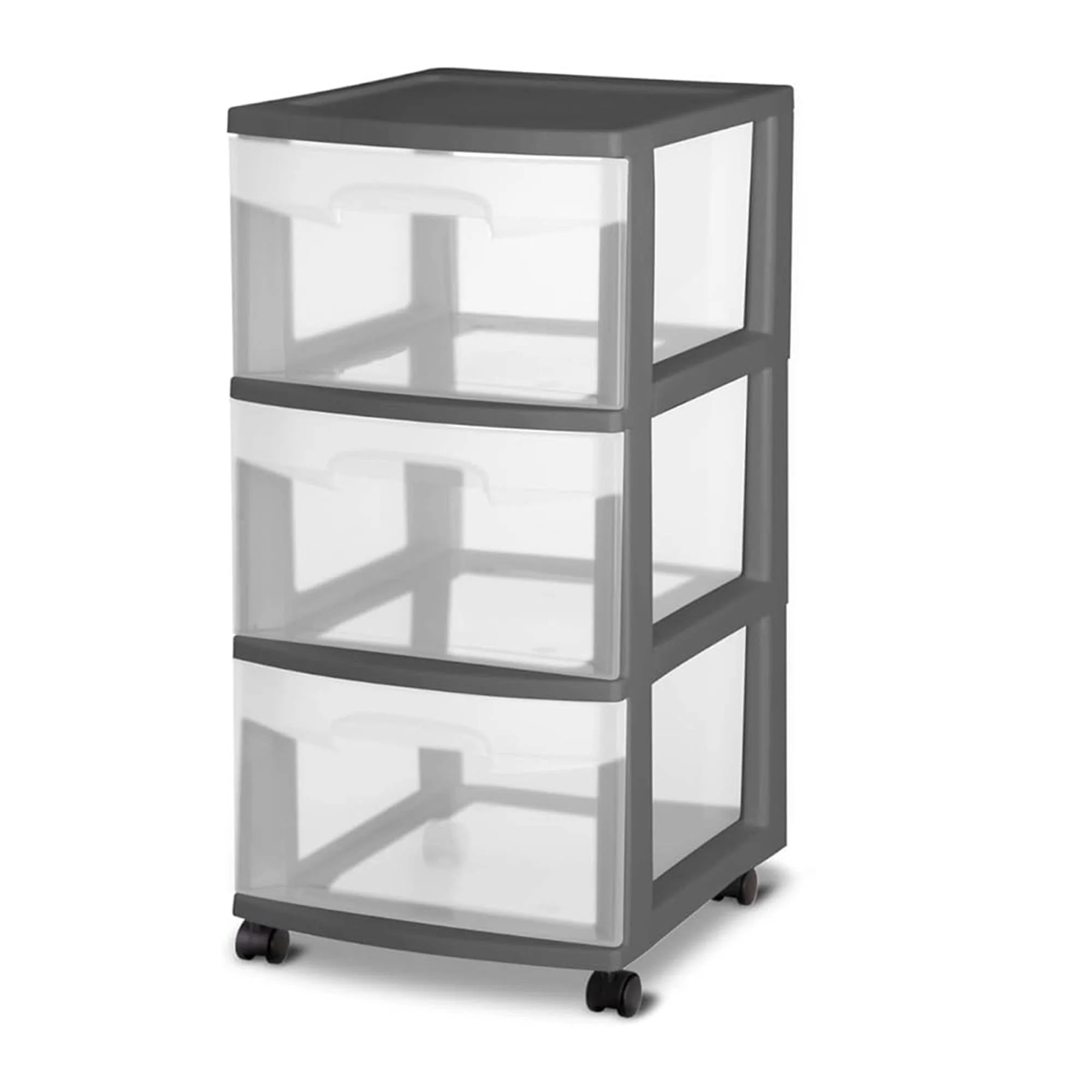Sterilite 3 Drawer Home Organizer Storage Cart w/Caster Wheels, Gray (2 Pack) - Image 2