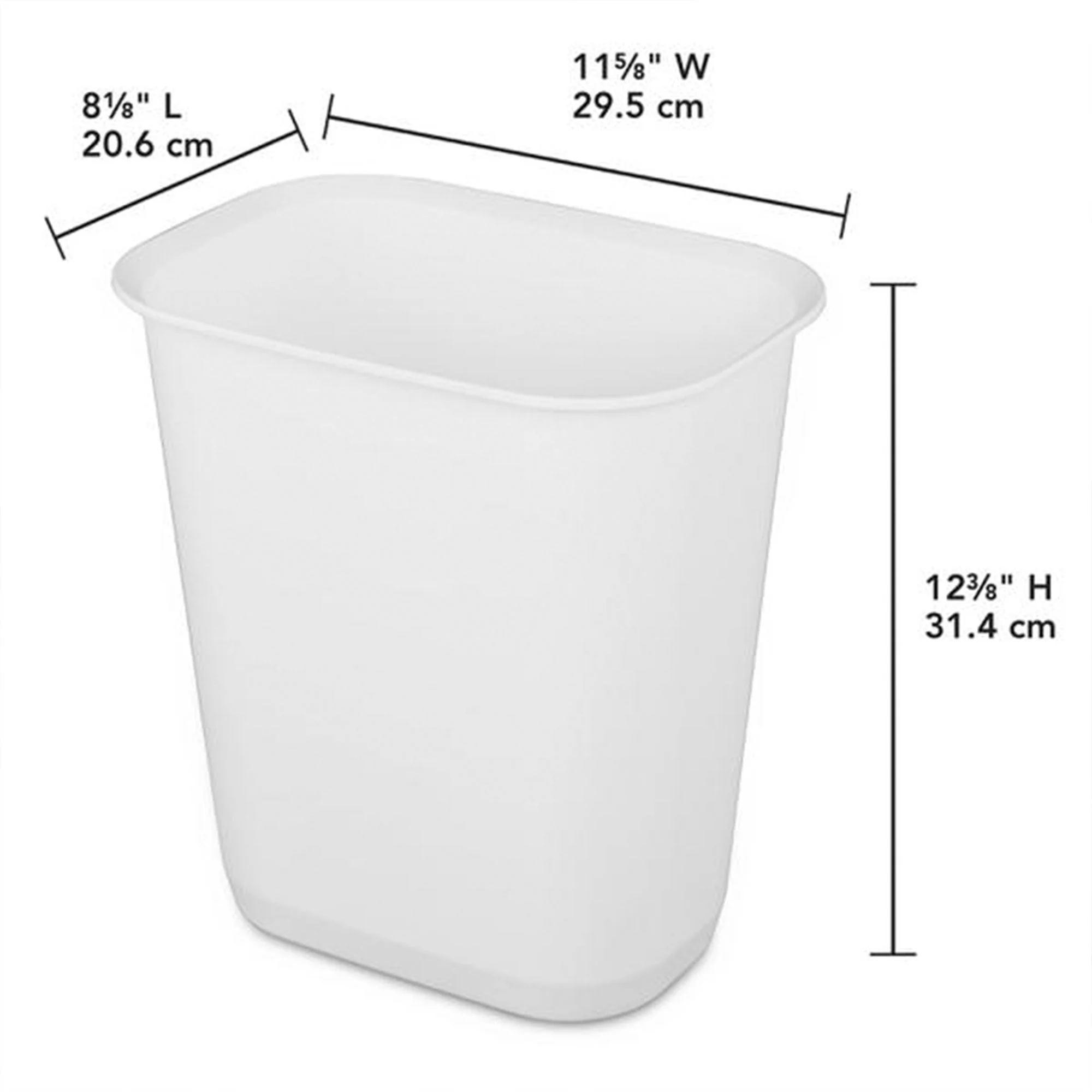 Sterilite 3 Gallon Rectangular Wastebasket Small Home Trash Bin, 16 Pack, White - Image 3