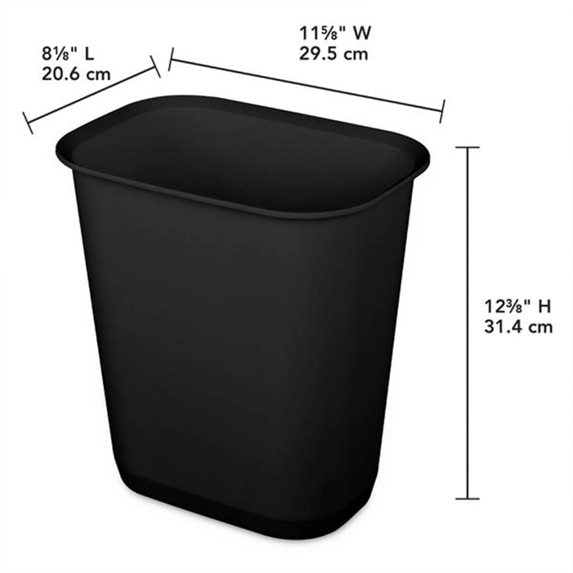 Sterilite 3 Gallon Rectangular Wastebasket Small Home Trash Bin, 24 Pack, Black - Image 3