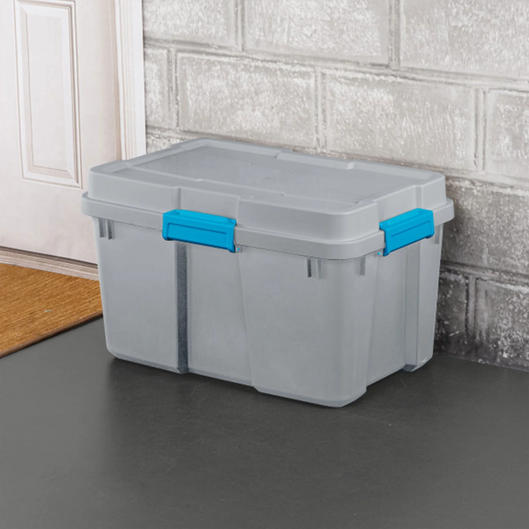 Sterilite 30 Gal Gasket Tote Heavy Duty Stackable Storage Bin with Lid, 9 Pack - Image 3