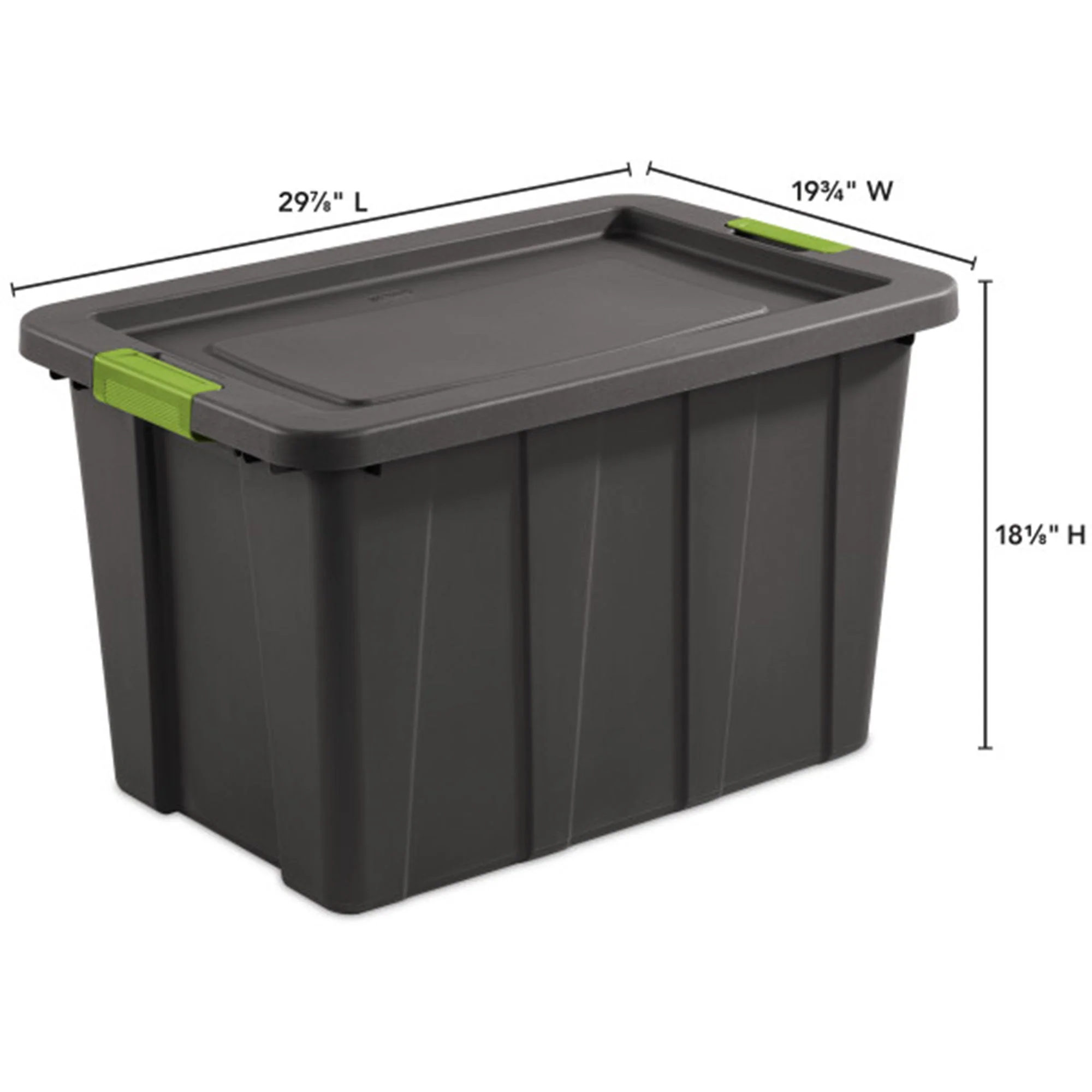 Sterilite 30 Gal Latching Tuff1 Stackable Storage Tote Bin w/ Latch Lid, 4 Pack - Image 2