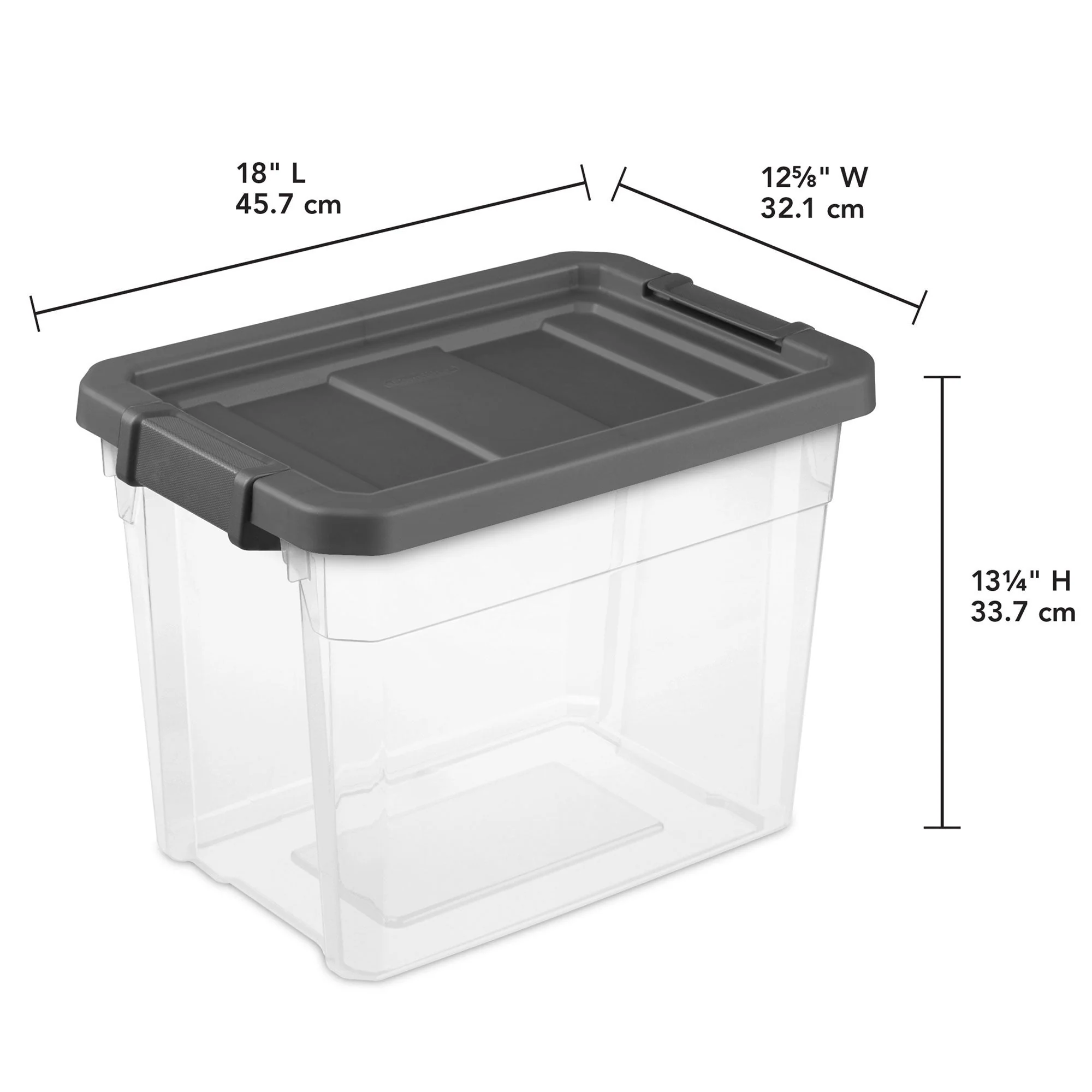 Sterilite 30 Qt Clear Plastic Stackable Storage Bin with Grey Latch Lid, 6 Pack - Image 2