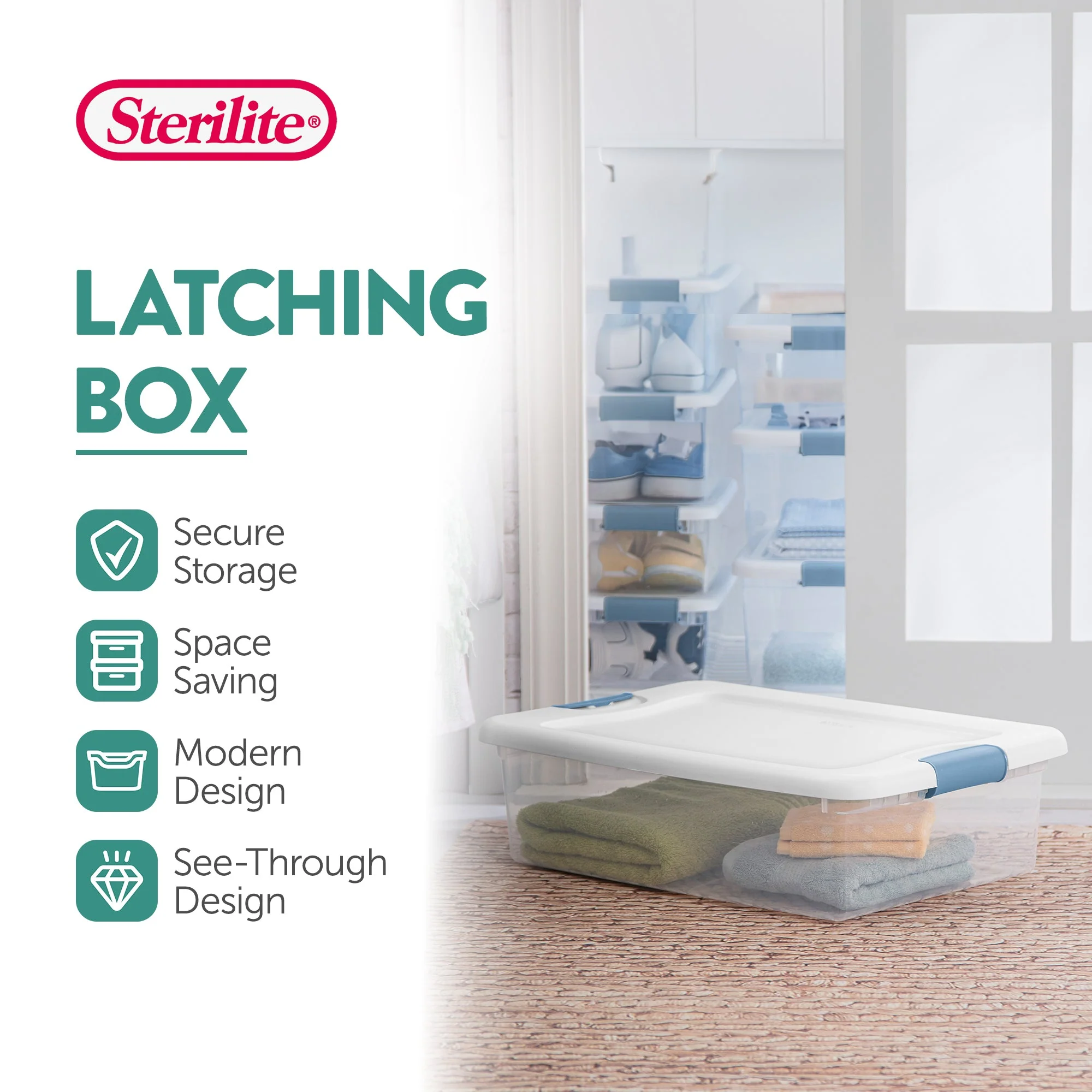 Sterilite 32-Quart Clear Stackable Latching Storage Box Container (24 Pack) - Image 4