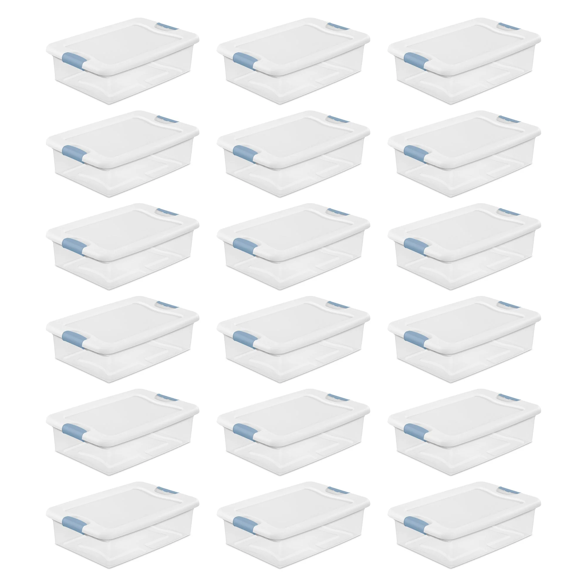Sterilite 32 Quart Clear Stackable Latching Storage Box Containers, 18 Pack