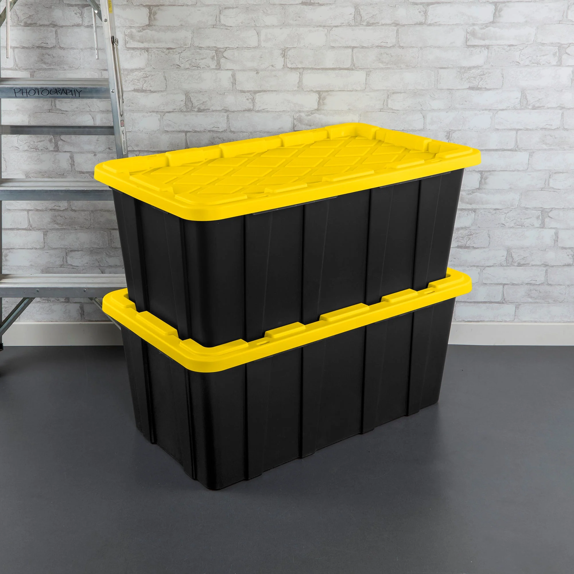 Sterilite 38 Gallon Industrial Stackable Storage Tote Lidded Containers, 4 Pack - Image 8