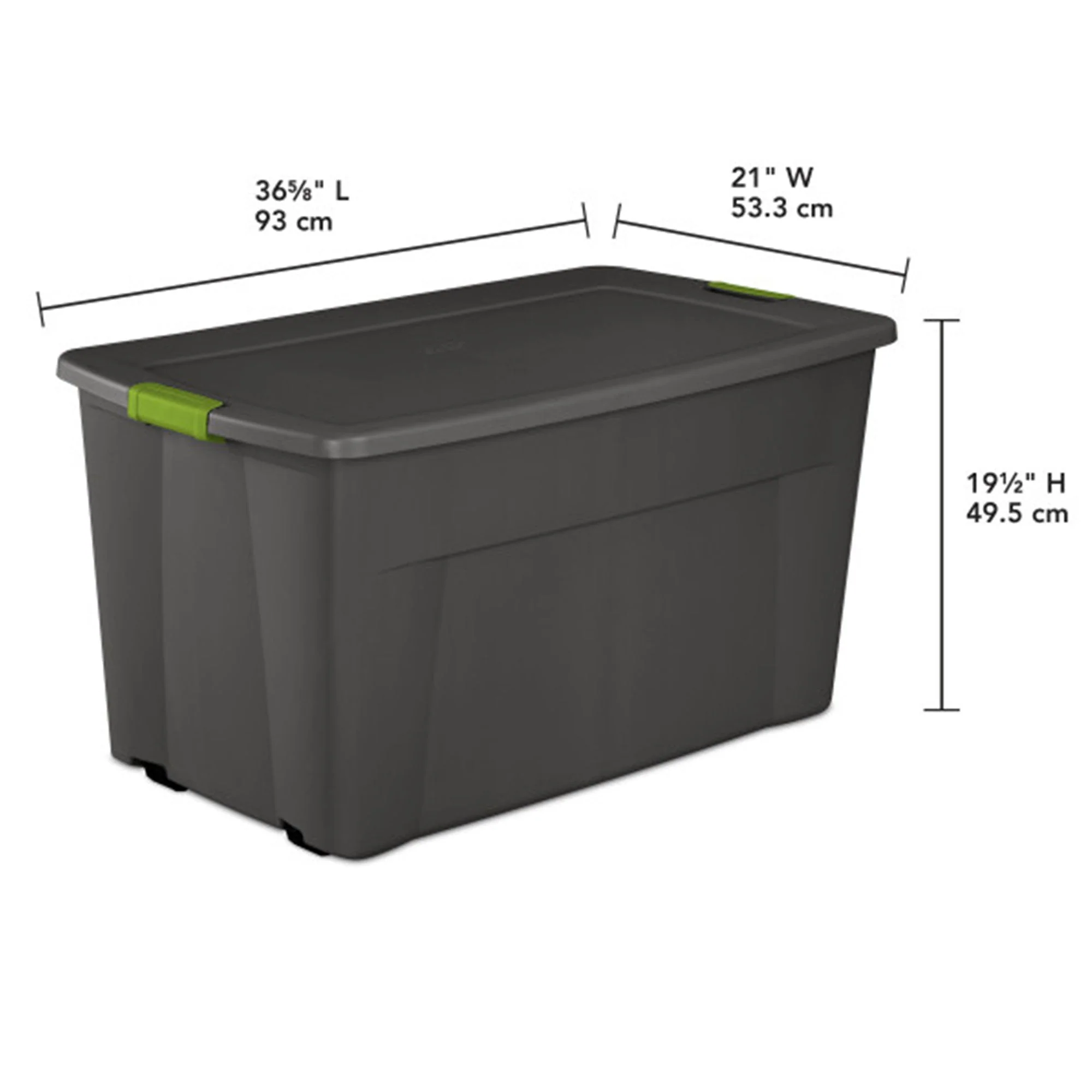 Sterilite 45 Gallon Plastic Stackable Storage Tote w/ Lid & Wheels, Grey, 8 Pack - Image 3