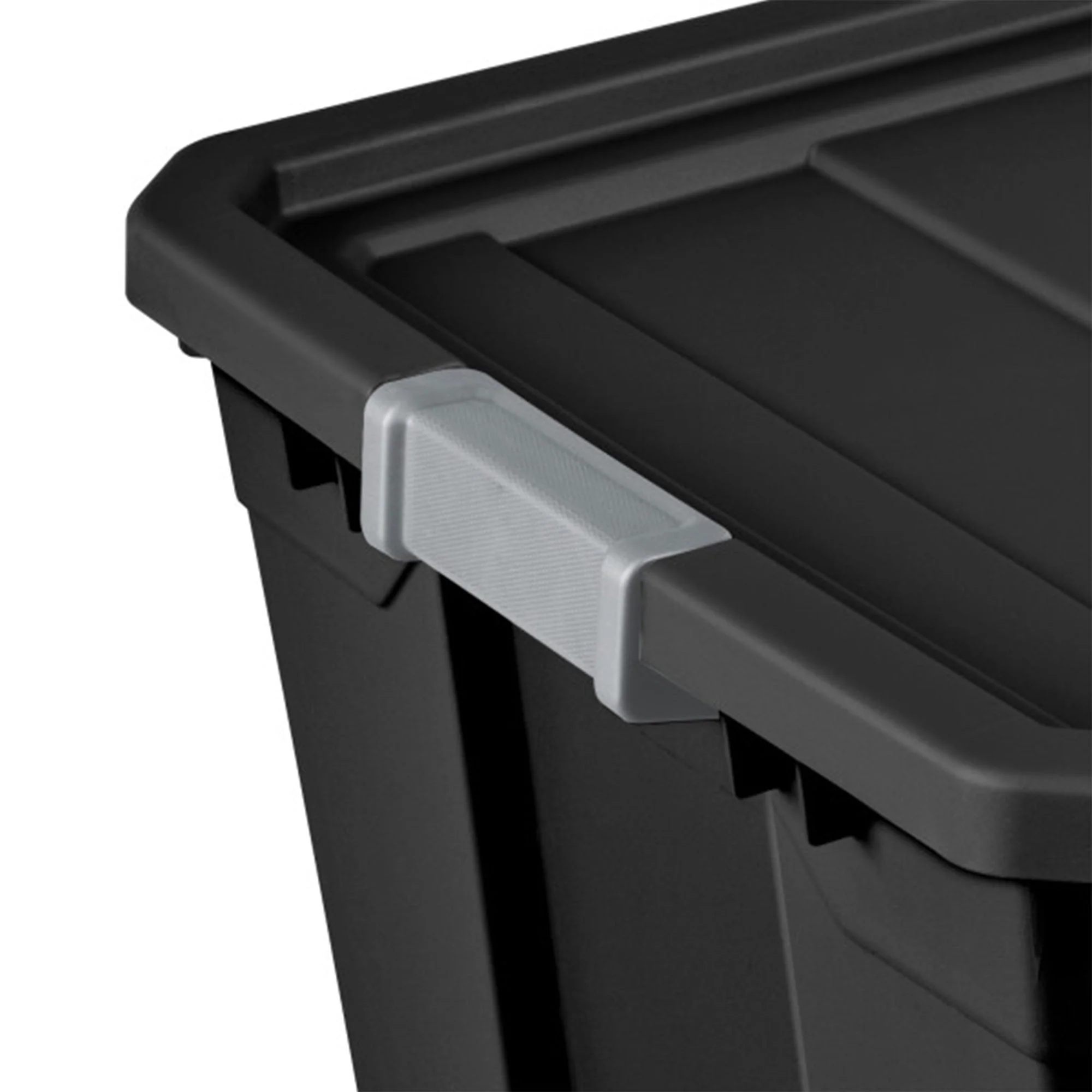 Sterilite 50 Gal Rugged Industrial Stackable Storage Tote w/ Lid, Black, 3 Pack - Image 10
