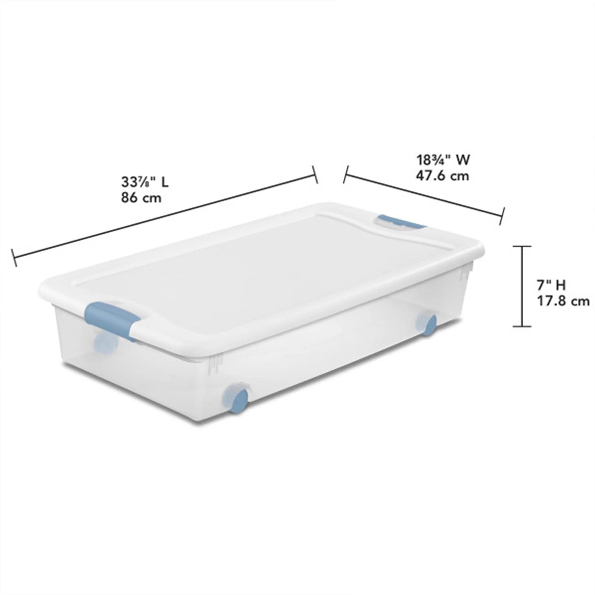 Sterilite 56 Quart Latching Stackable Wheeled Storage Container w/ Lid (12 Pack) - Image 2
