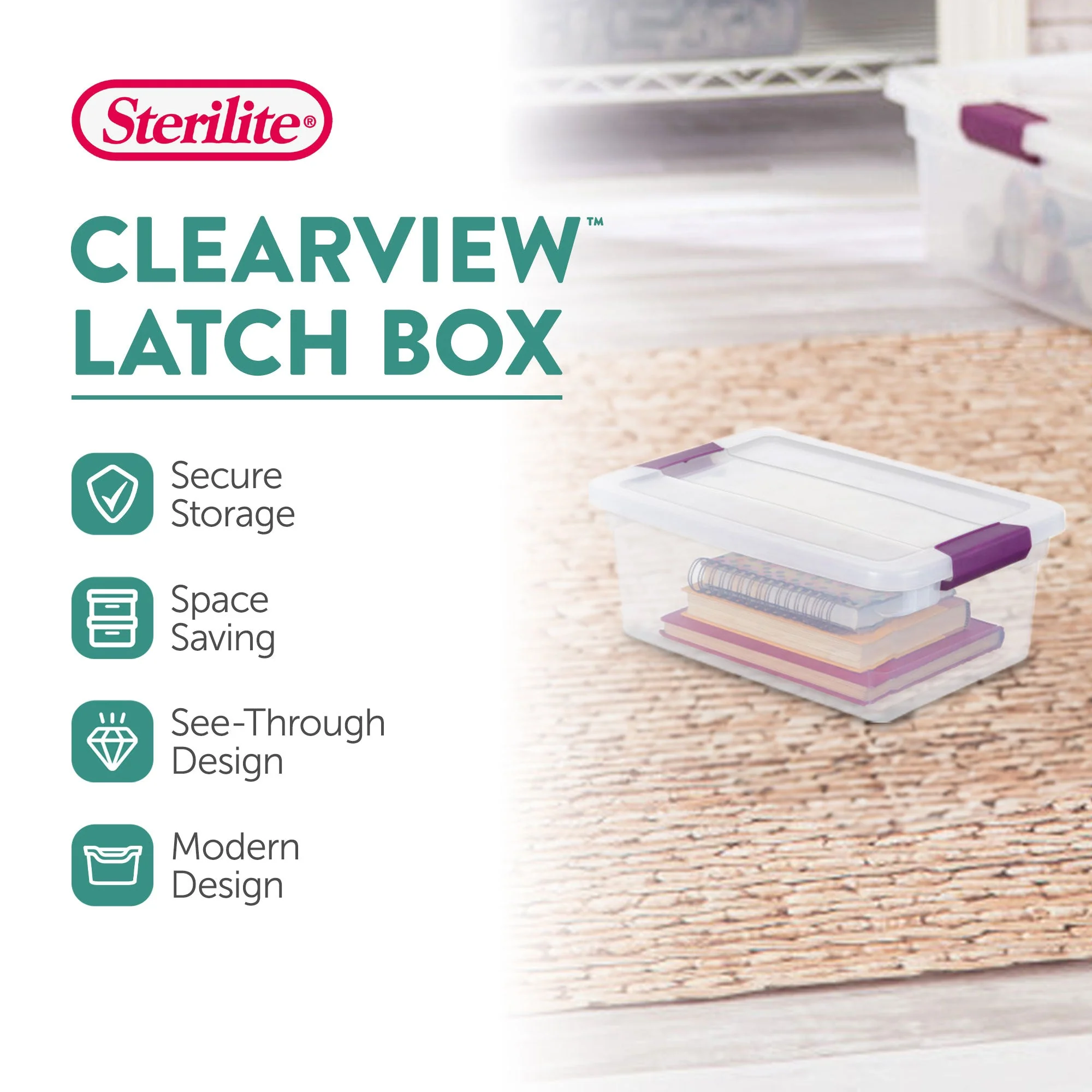 Sterilite 6 Quart Plastic ClearView Latch Box Storage Container Tote, 48 Pack - Image 2