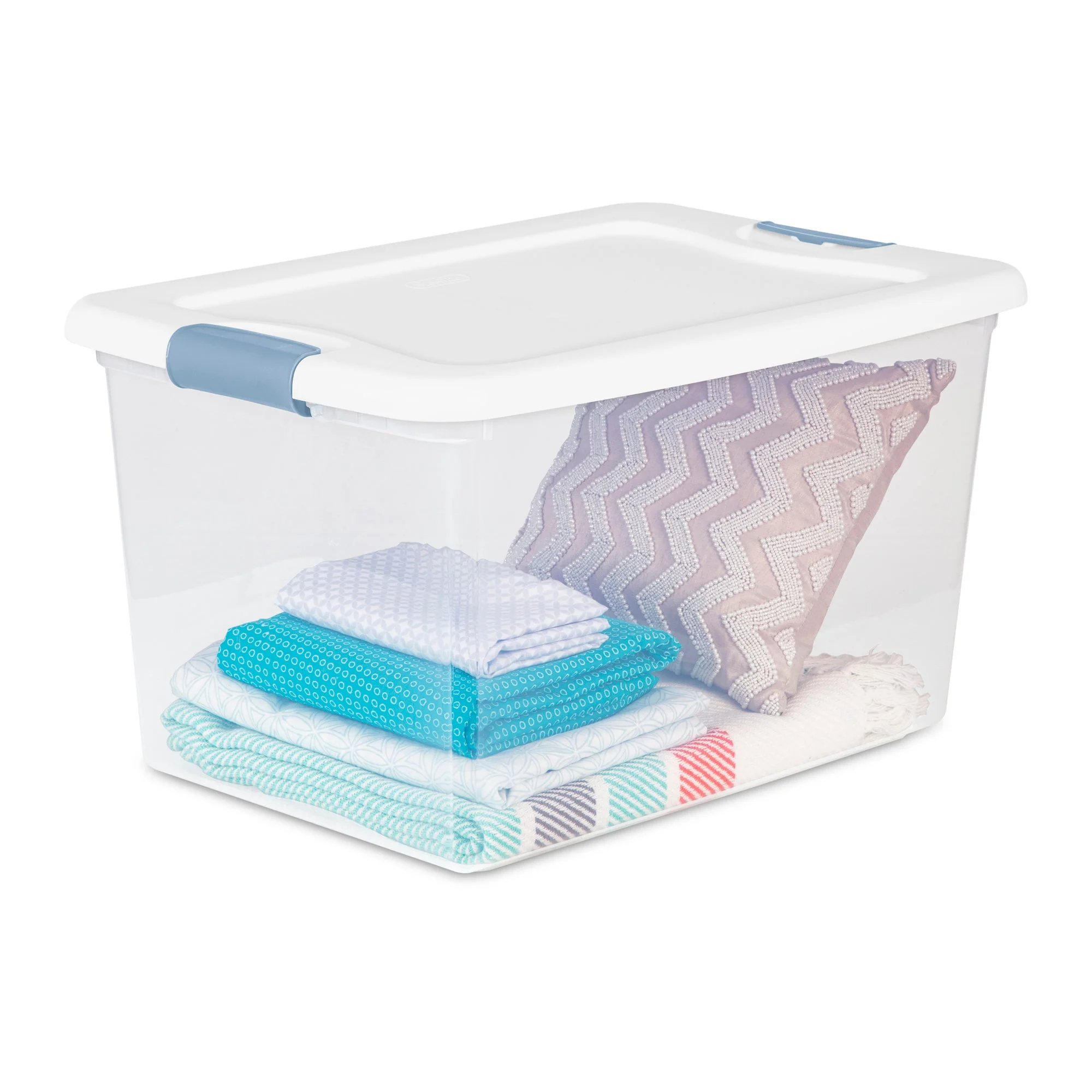 Sterilite 64 Qt Clear Plastic Stackable Storage Bin w/ White Latch Lid, (6 Pack) - Image 11