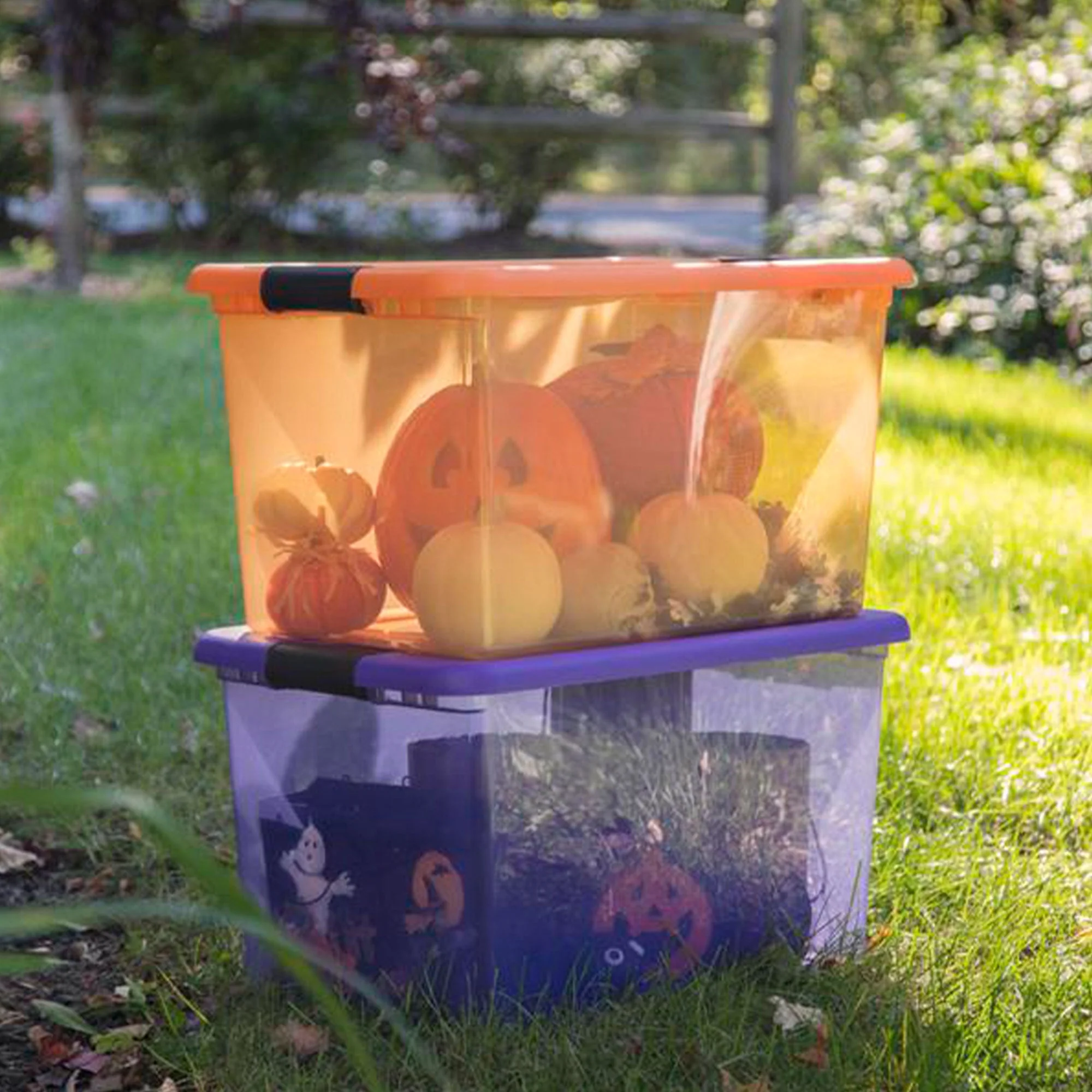 Sterilite 64 Quart Latching Plastic Storage Container Bin in Purple (12 Pack) - Image 5